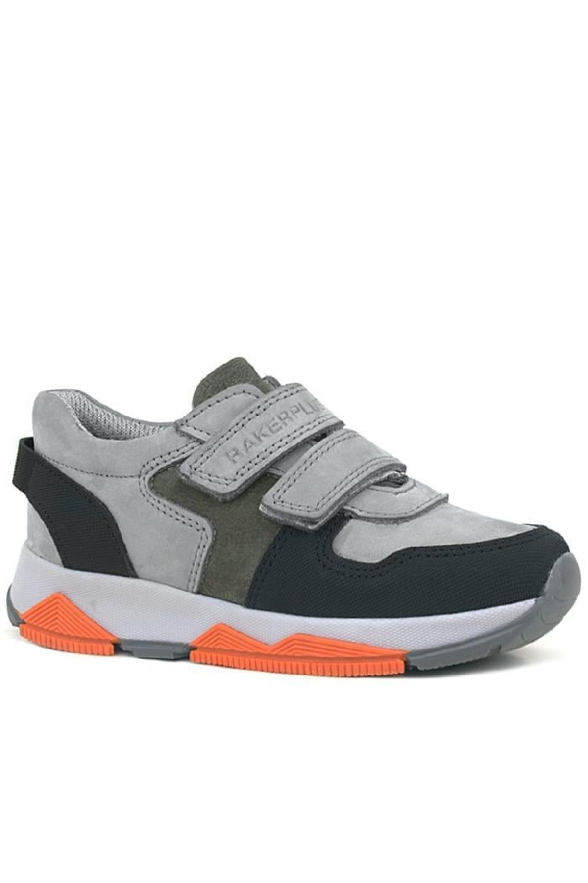 Hakiki Deri Gri Siyah Çocuk Sneakers Spor Ayakkabı - Görsel 2