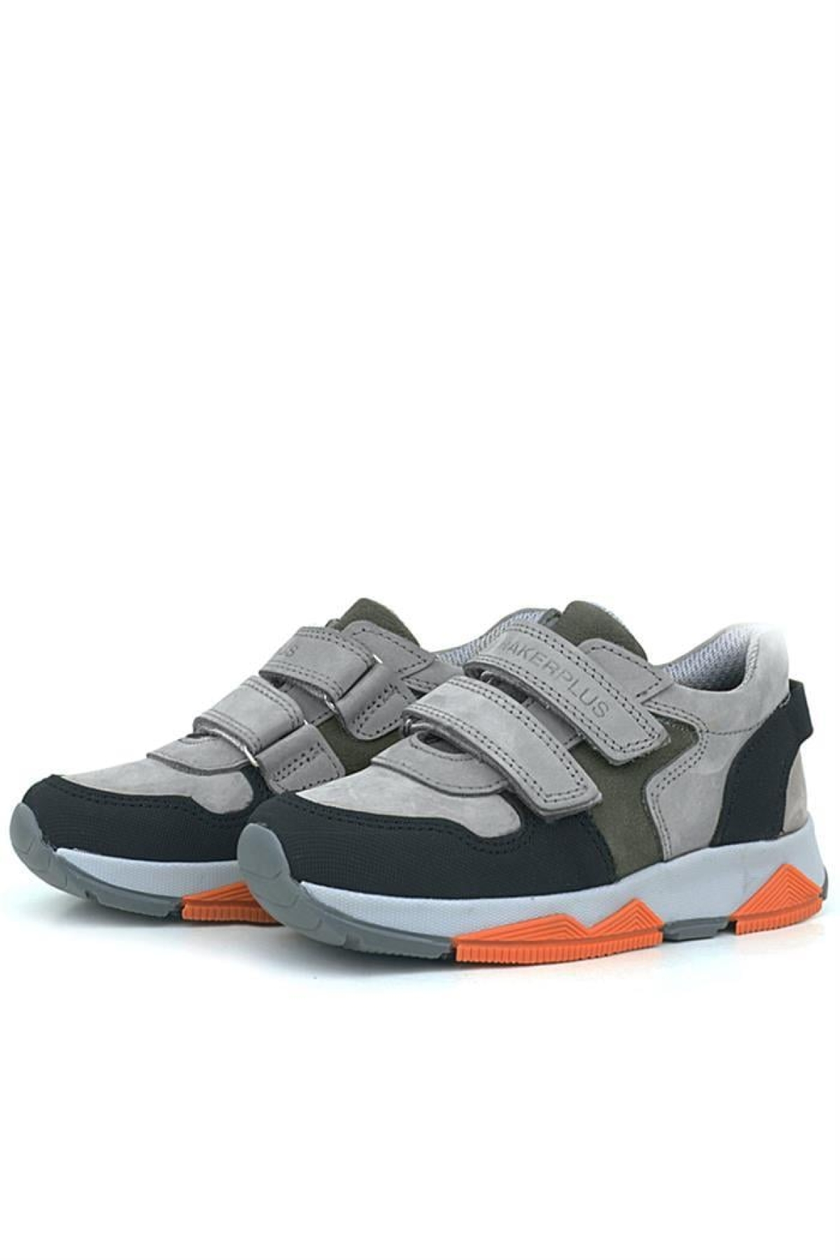 Hakiki Deri Gri Siyah Çocuk Sneakers Spor Ayakkabı - Görsel 6