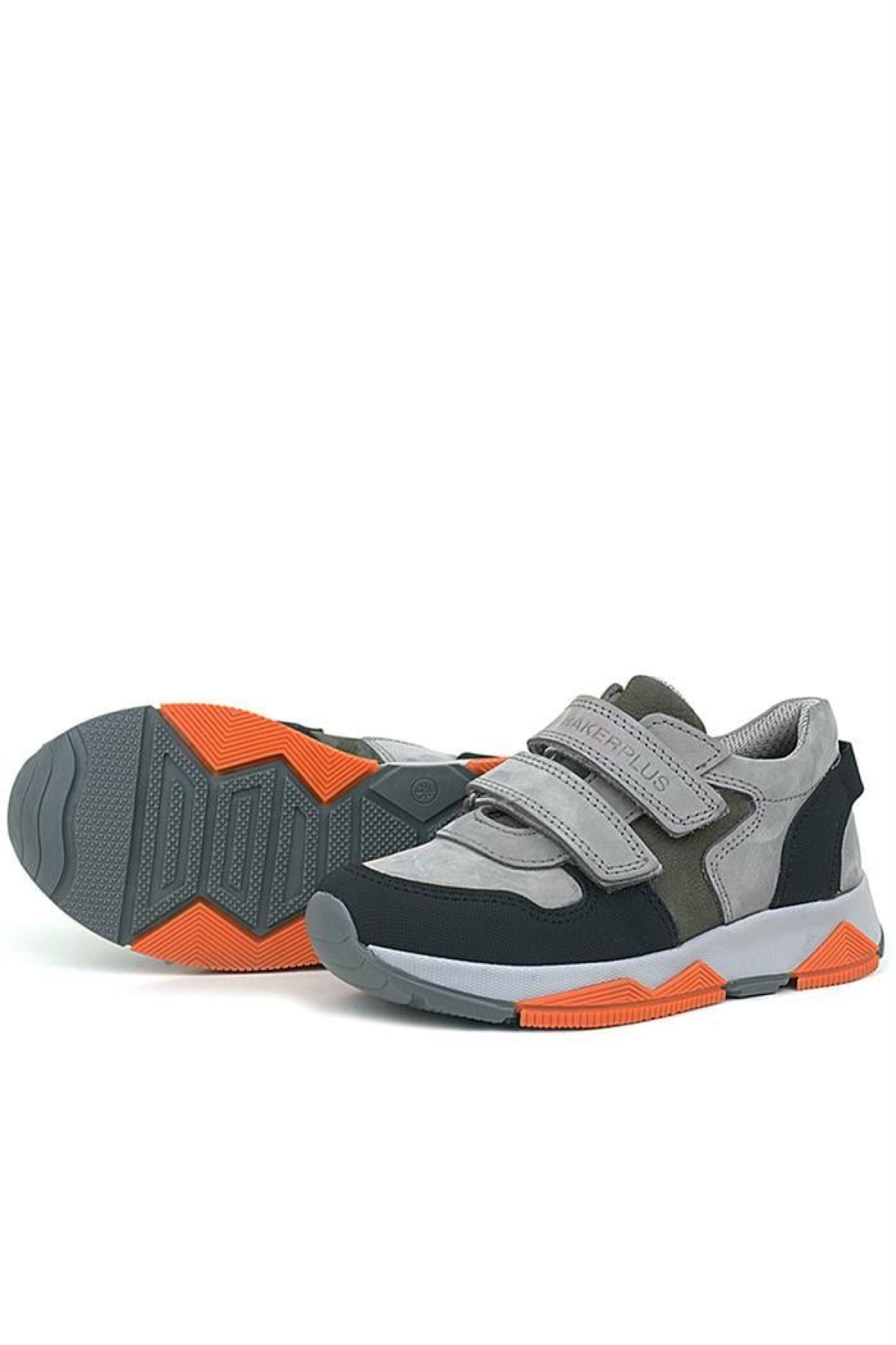 Hakiki Deri Gri Siyah Çocuk Sneakers Spor Ayakkabı - Görsel 8