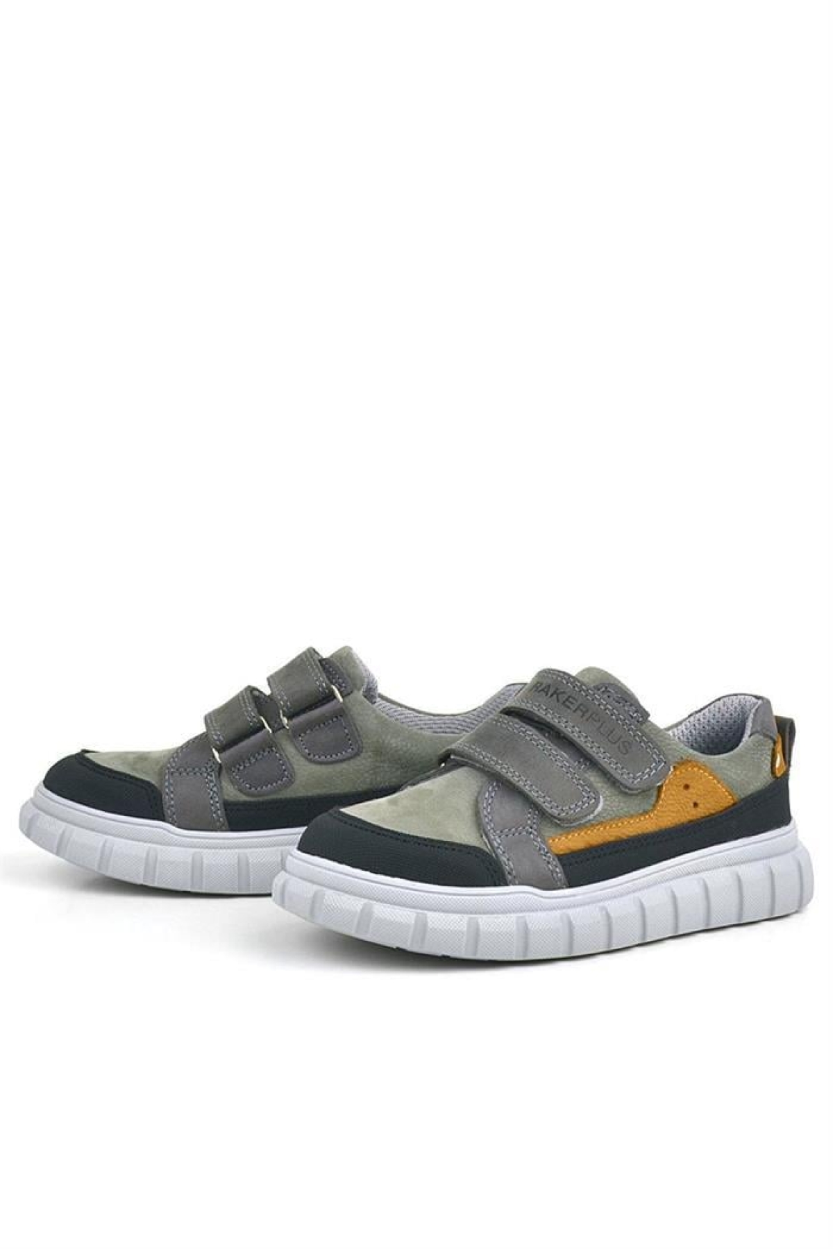 Hakiki Deri Gri Cırtlı Çocuk Günlük Spor Okul Ayakkabı - Görsel 6