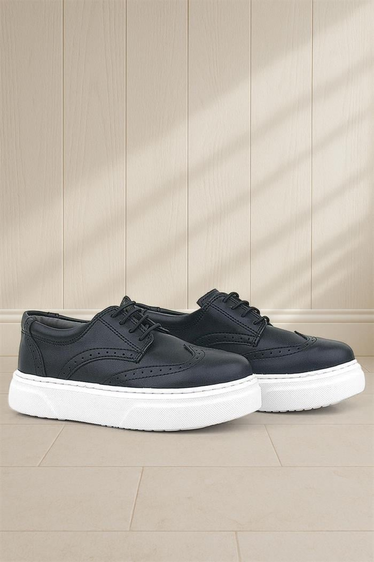 Siyah Beyaz Taban Oxford Çocuk Klasik Ayakkabı - Görsel 9