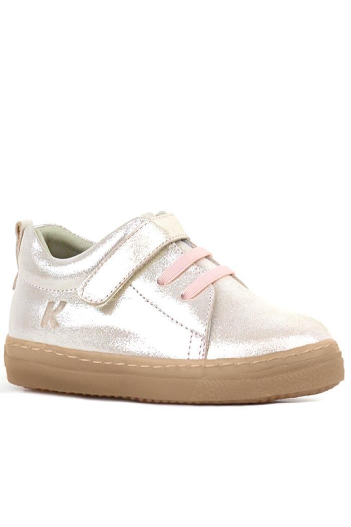 Anatomik Hakiki Deri Yumuşak Pudra Simli Lastikli Cırtlı Çocuk Ayakkabı - Görsel 2