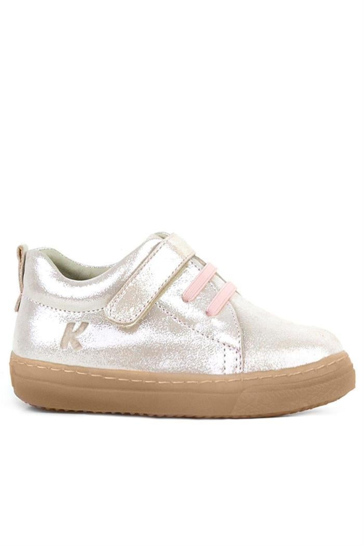 Anatomik Hakiki Deri Yumuşak Pudra Simli Lastikli Cırtlı Çocuk Ayakkabı - Görsel 3