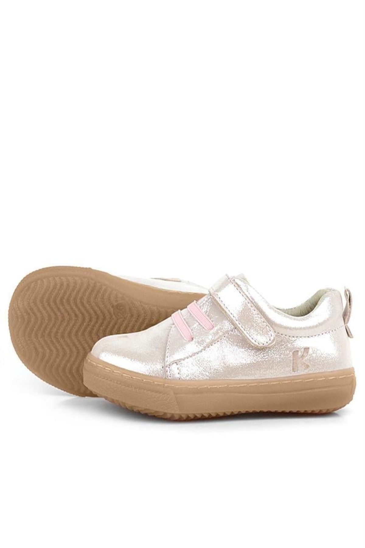 Anatomik Hakiki Deri Yumuşak Pudra Simli Lastikli Cırtlı Çocuk Ayakkabı - Görsel 5