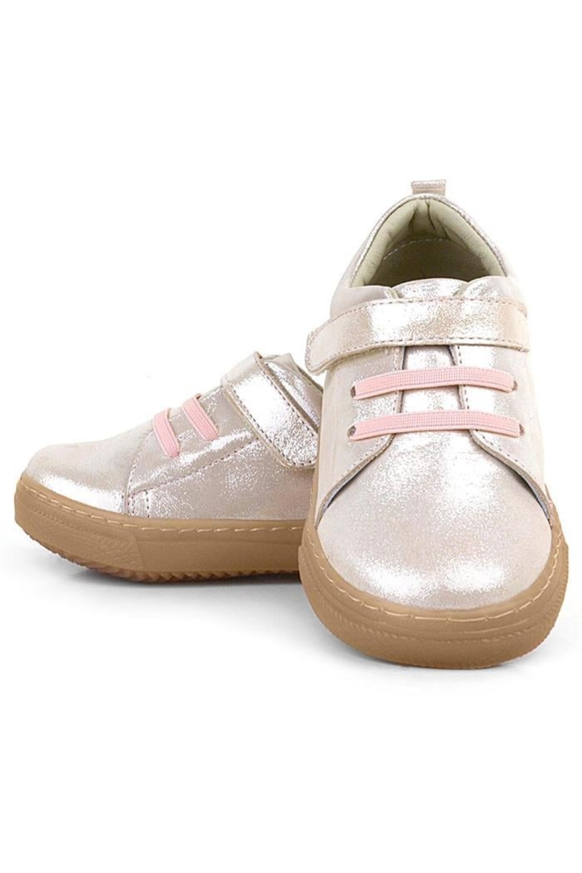 Anatomik Hakiki Deri Yumuşak Pudra Simli Lastikli Cırtlı Çocuk Ayakkabı - Görsel 7
