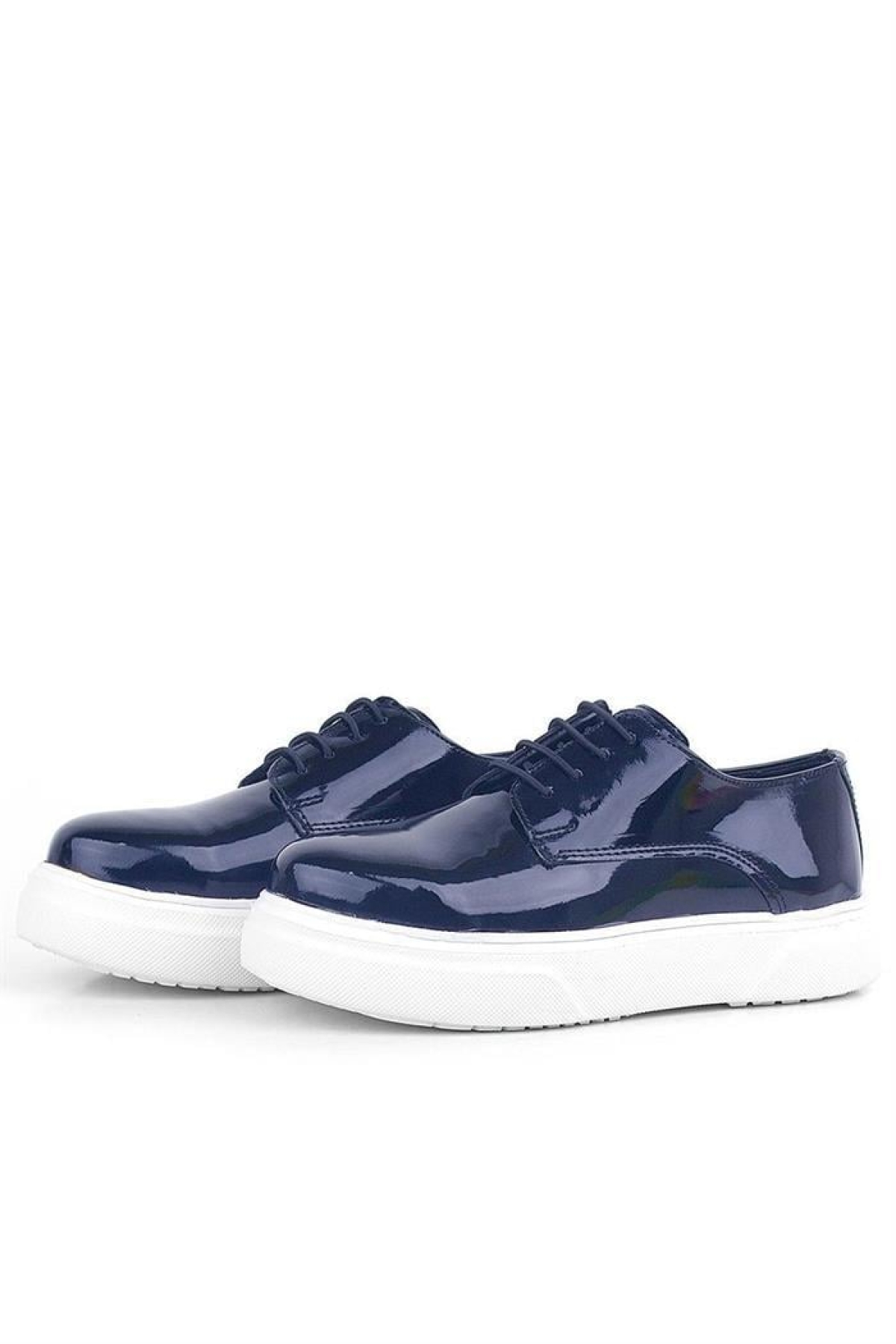 Derby Lacivert Rugan Beyaz Taban Çocuk Klasik Ayakkabı - Görsel 6