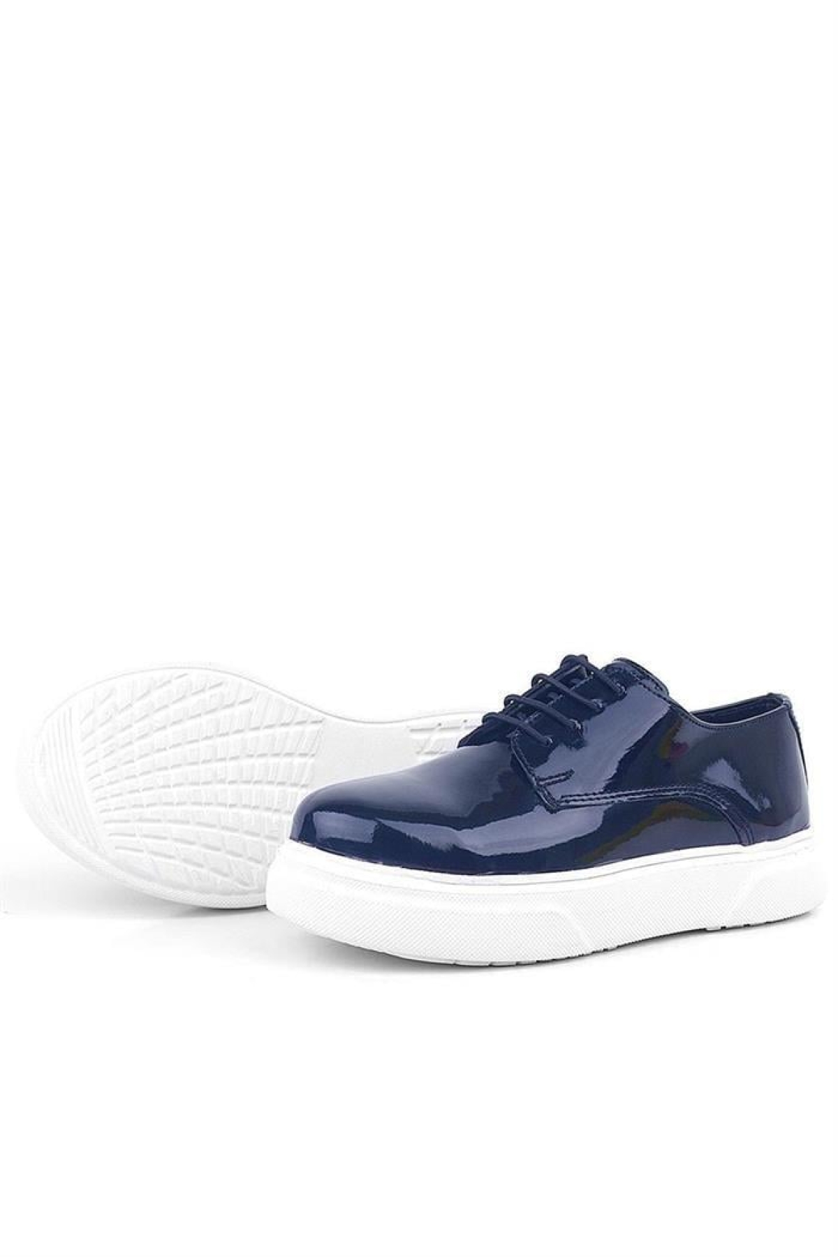 Derby Lacivert Rugan Beyaz Taban Çocuk Klasik Ayakkabı - Görsel 7