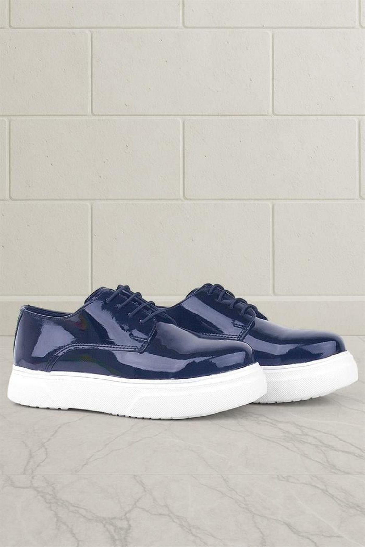 Derby Lacivert Rugan Beyaz Taban Çocuk Klasik Ayakkabı - Görsel 9