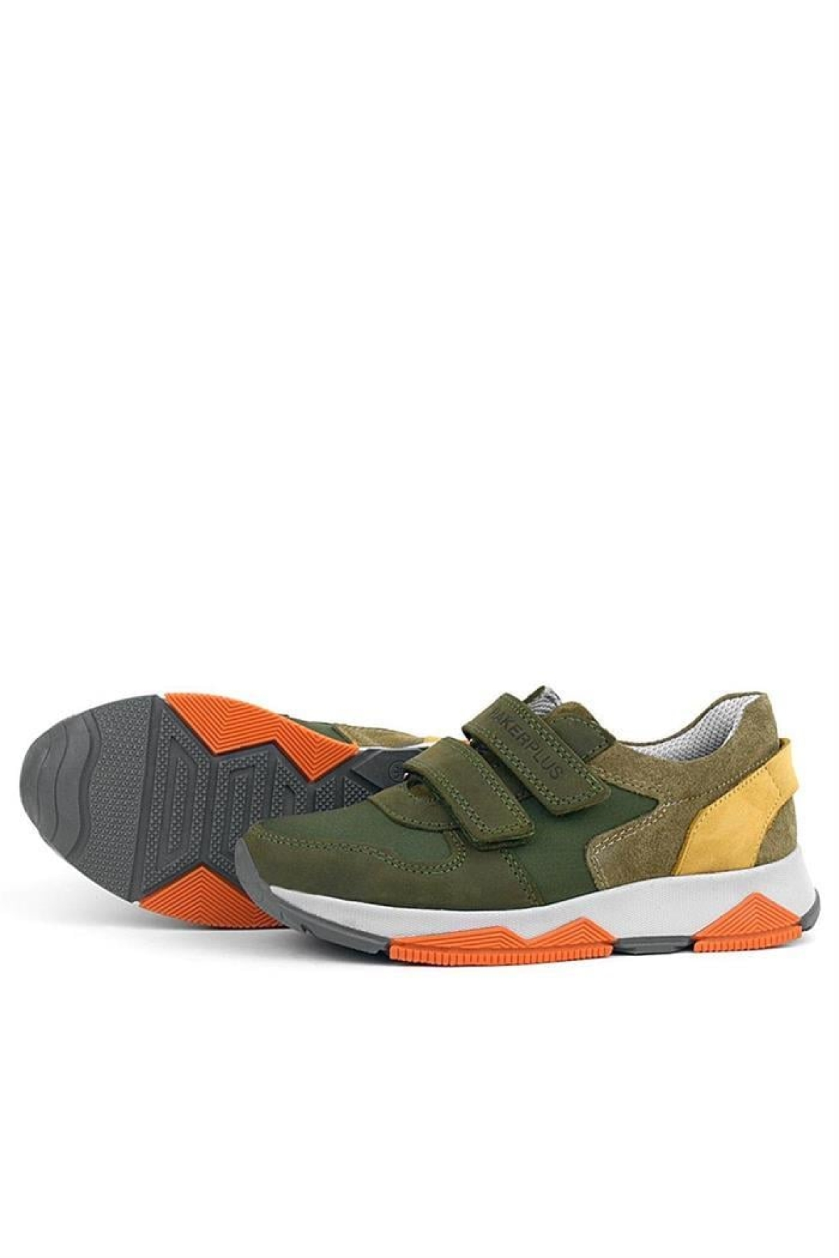 Hakiki Deri Yeşil Çocuk Cırtlı Sneakers Spor Ayakkabı - Görsel 6