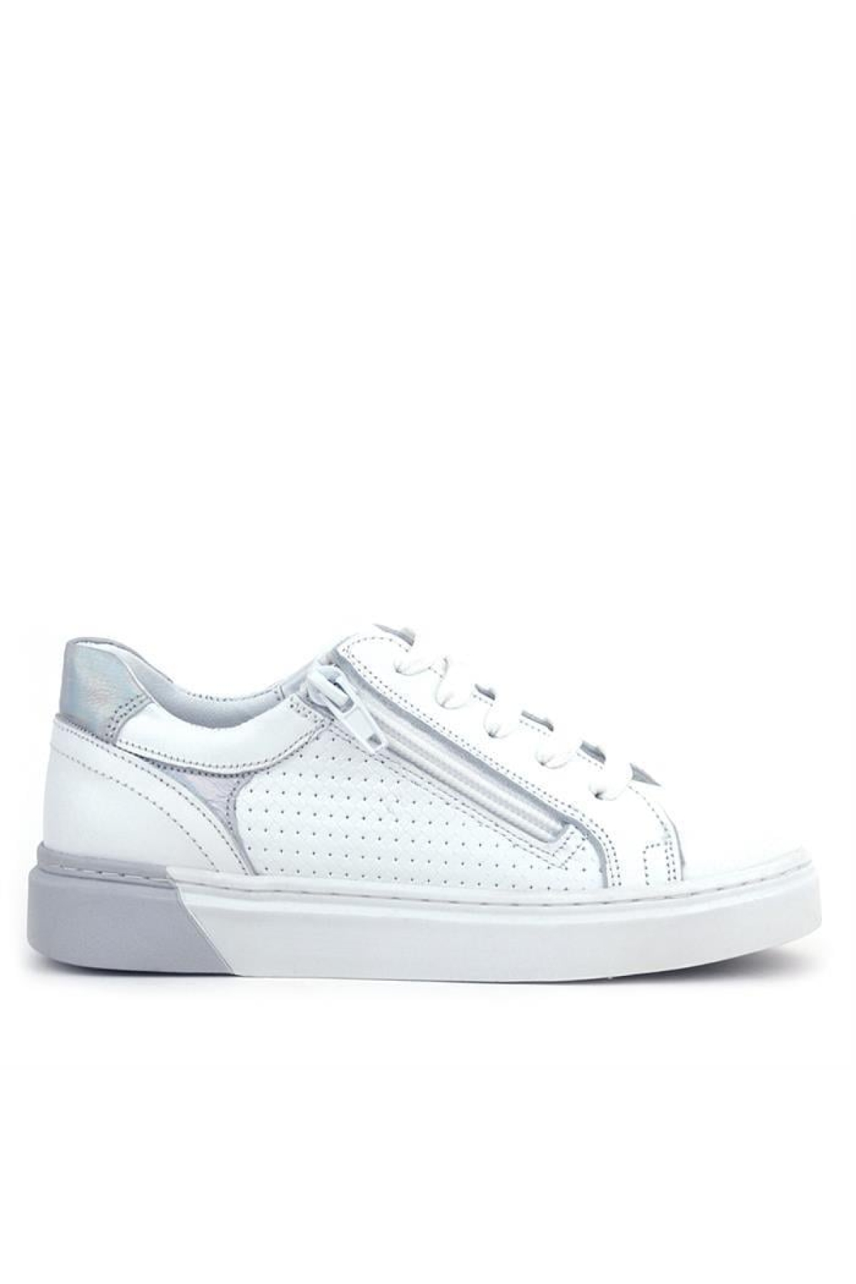 Hakiki Deri Alessio Beyaz Bağcıklı Kız Çocuk Spor Okul Ayakkabısı - Görsel 3