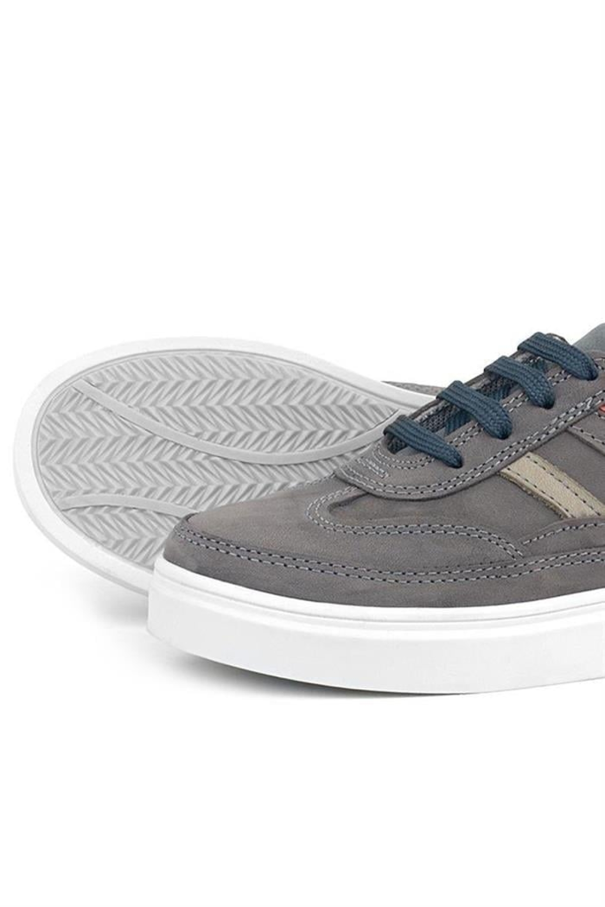 Gri Hakiki Deri Bağcıklı Erkek Çocuk Sneaker Ayakkabı - Görsel 9