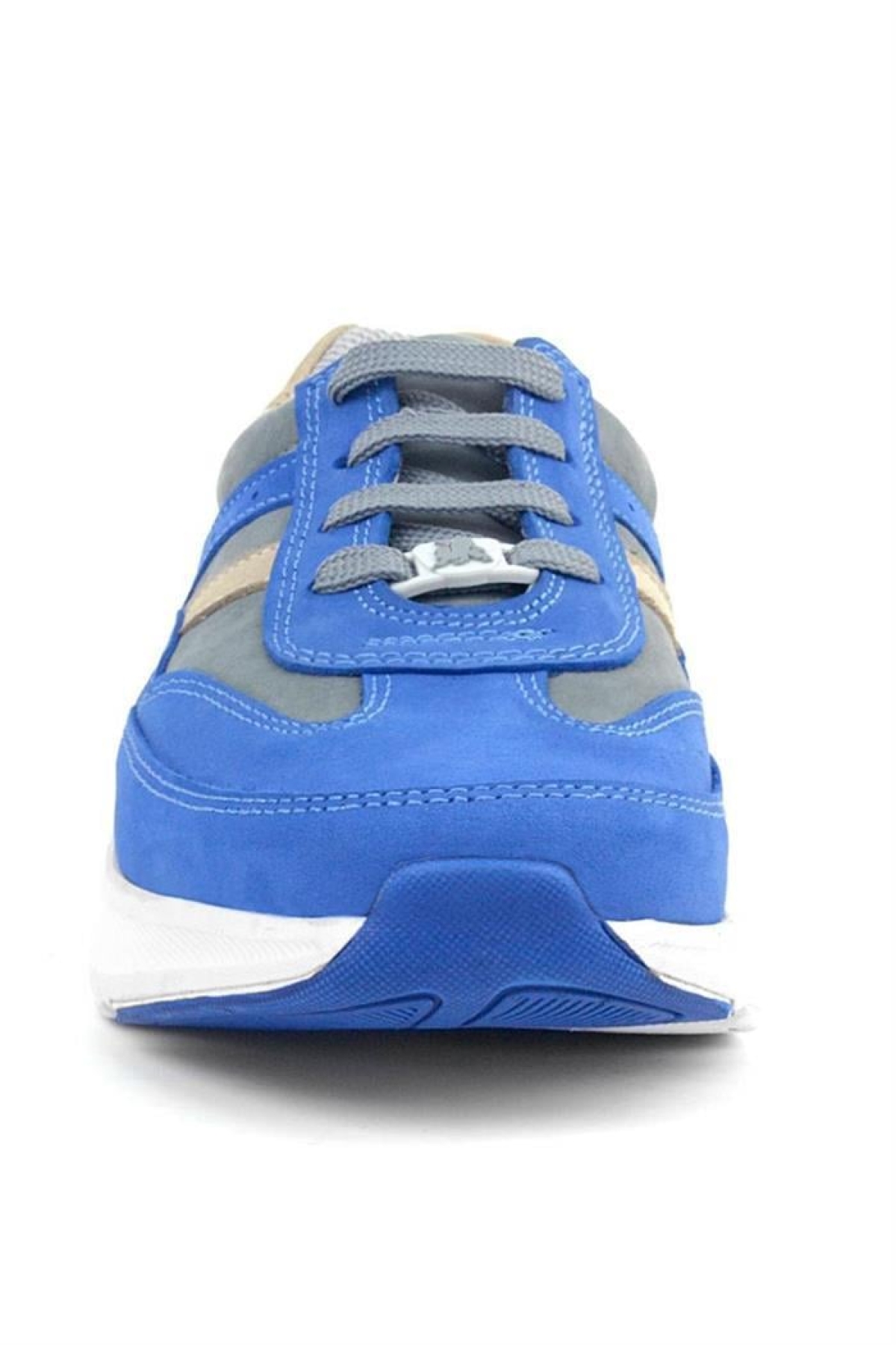 Hakiki Deri Anatomik Saks Mavi Taba Bağcıklı Hafif Çocuk Spor Ayakkabı - Görsel 5