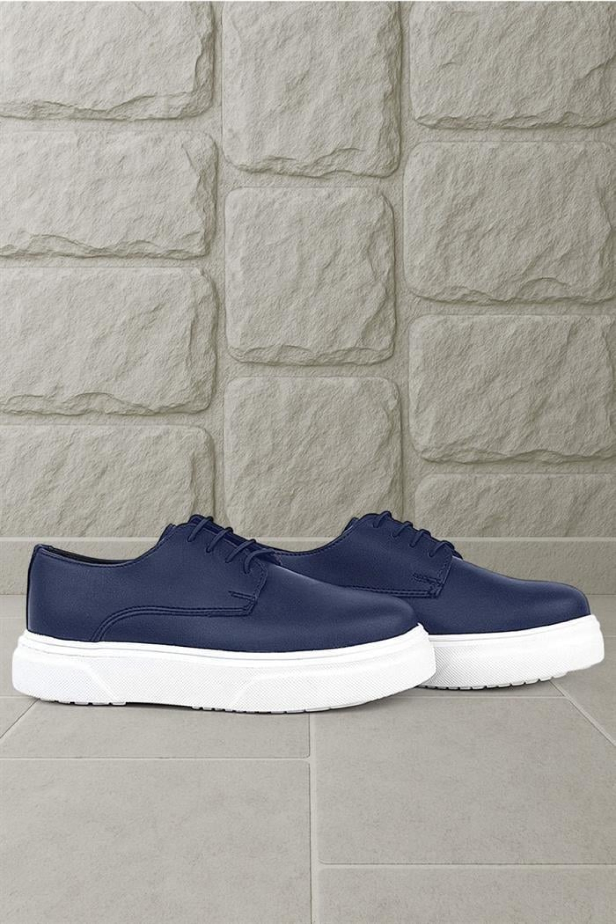 Derby Lacivert Mat Beyaz Taban Çocuk Klasik Ayakkabı - Görsel 9