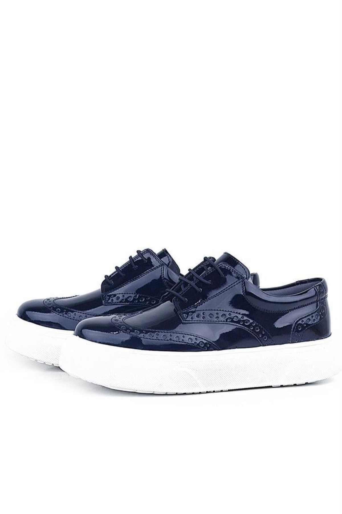 Lacivert Rugan Beyaz Taban Oxford Çocuk Klasik Ayakkabı - Görsel 6