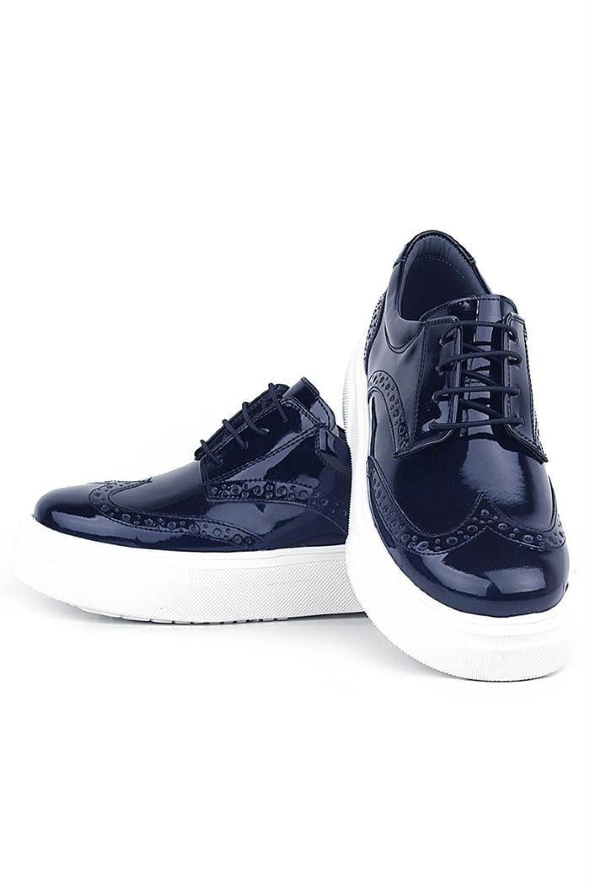 Lacivert Rugan Beyaz Taban Oxford Çocuk Klasik Ayakkabı - Görsel 8