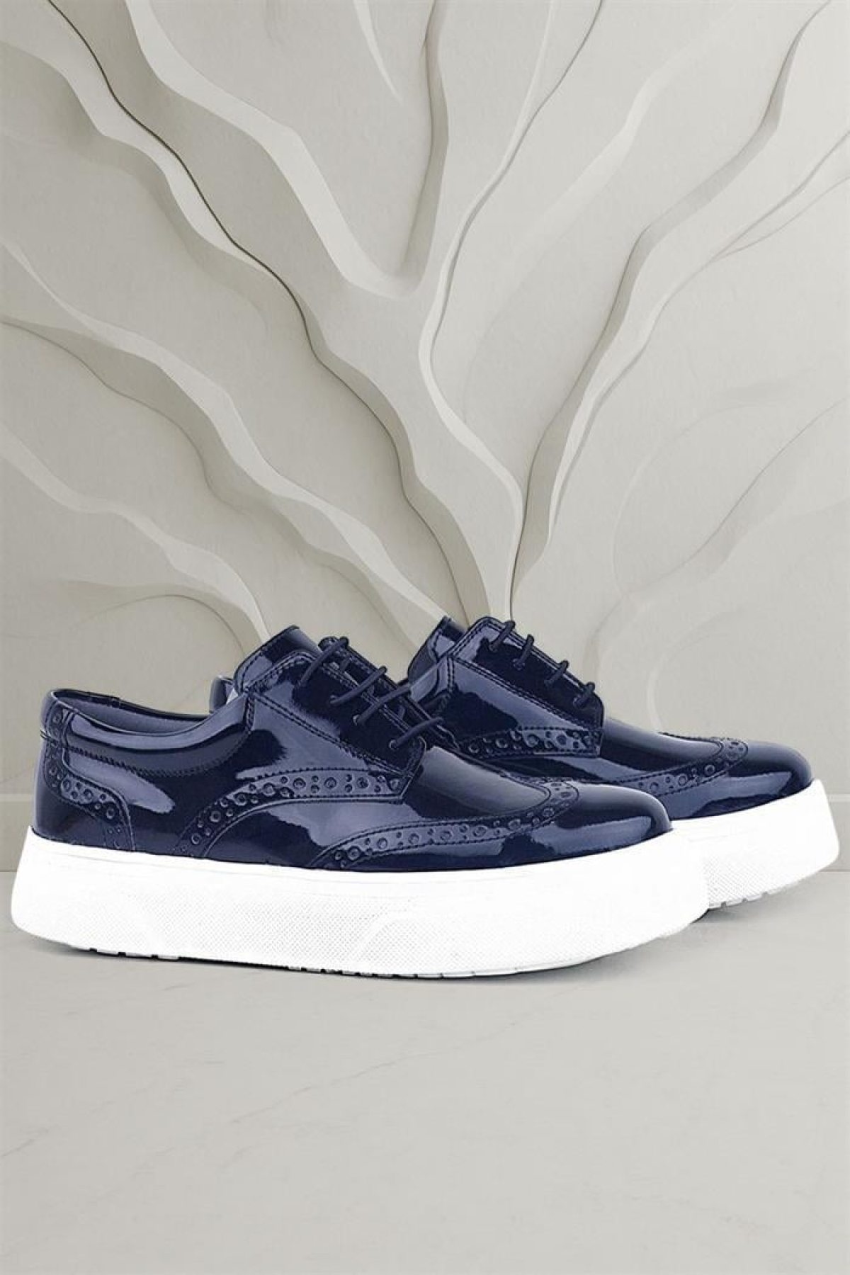 Lacivert Rugan Beyaz Taban Oxford Çocuk Klasik Ayakkabı - Görsel 9