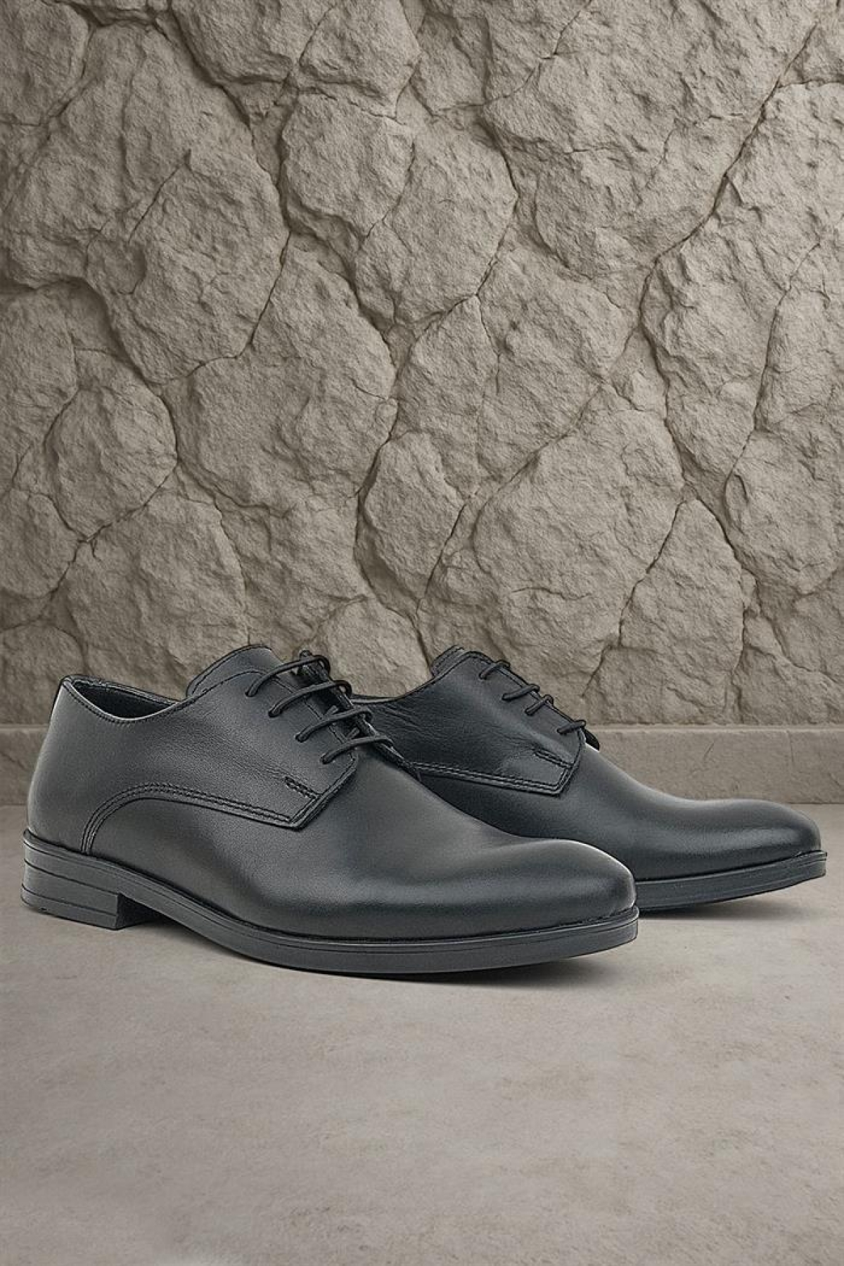Hakiki Deri Siyah Cilt Bağcıklı Oxford Çocuk Ayakkabı - Görsel 2