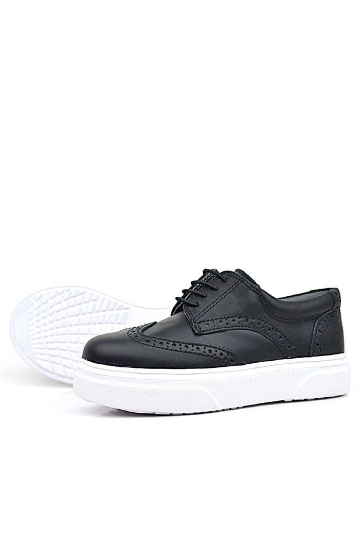 Hakiki Deri Siyah Beyaz Taban Oxford Çocuk Klasik Ayakkabı - Görsel 7
