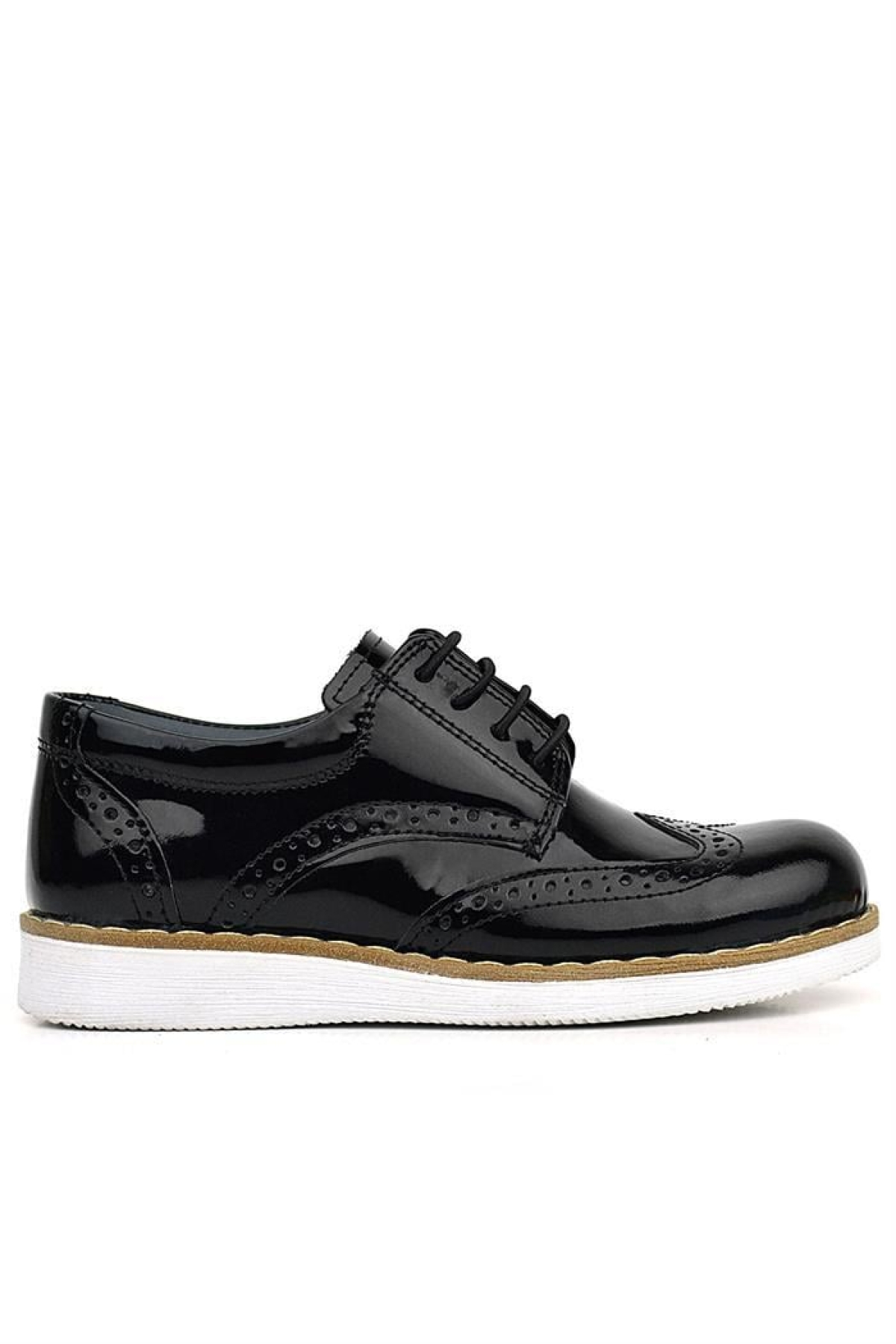 Hidra Hakiki Deri Siyah Rugan Bağcıklı Erkek Çocuk Klasik Ayakkabı - Görsel 4