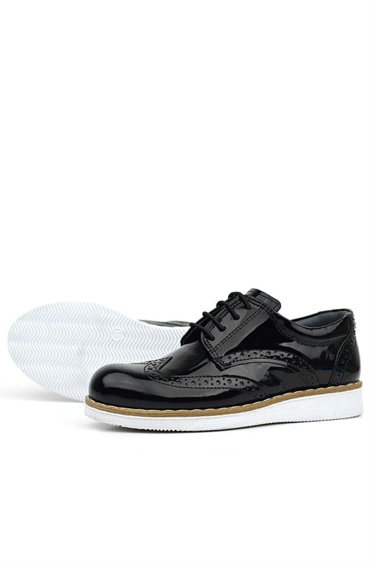 Hidra Hakiki Deri Siyah Rugan Bağcıklı Erkek Çocuk Klasik Ayakkabı - Görsel 7