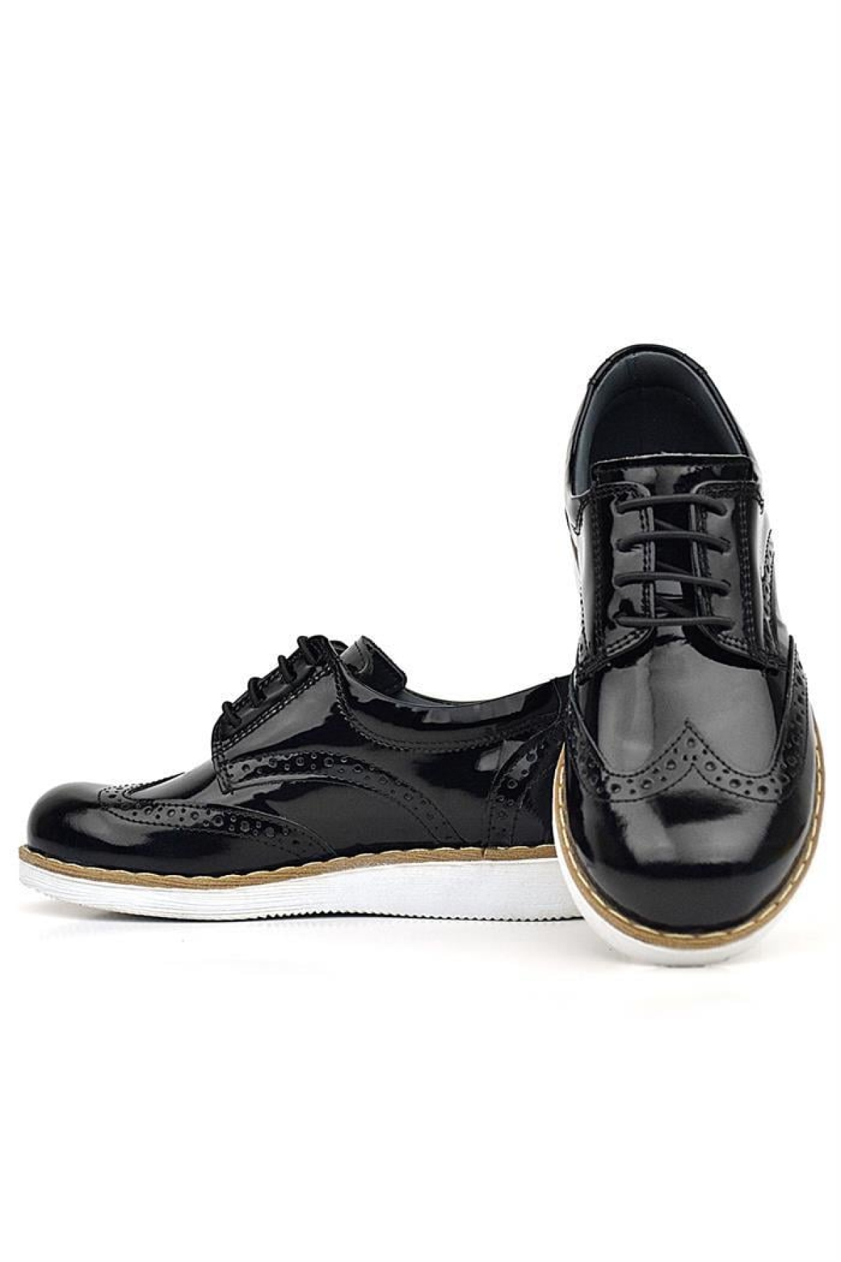 Hidra Hakiki Deri Siyah Rugan Bağcıklı Erkek Çocuk Klasik Ayakkabı - Görsel 8