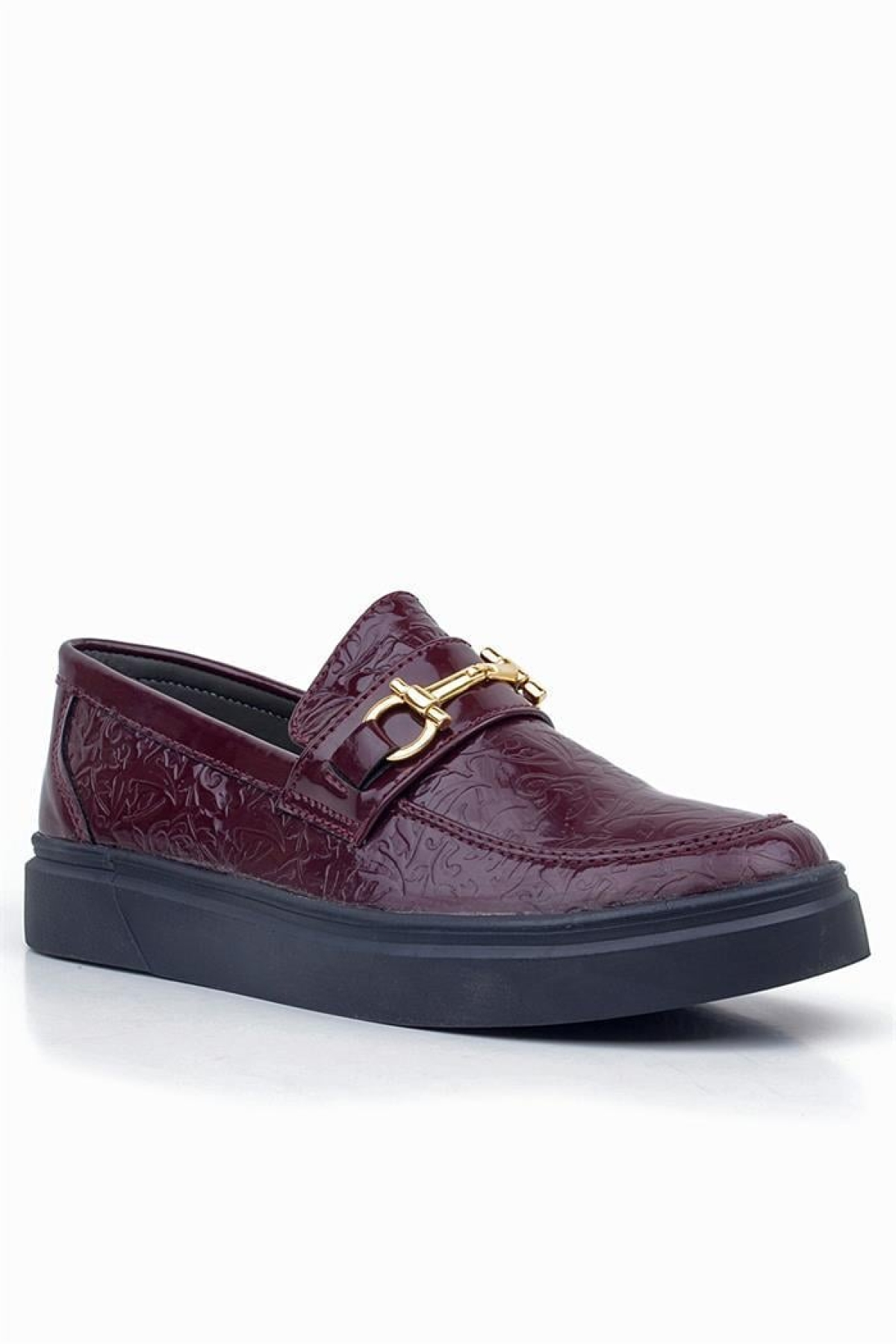 Bordo Tokalı Loafer Çocuk Klasik Ayakkabı - Görsel 3