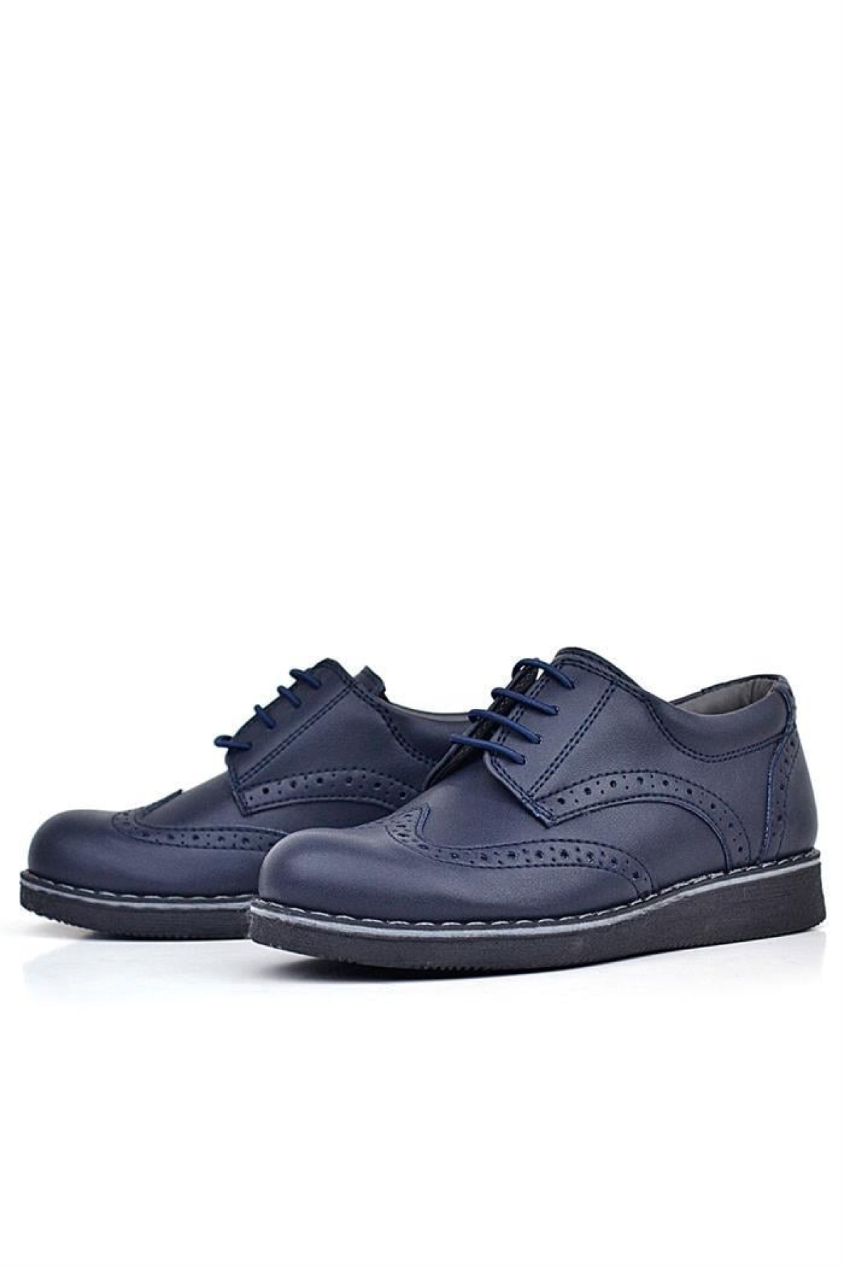 Lacivert Mat Bağcıklı Erkek Çocuk Klasik Ayakkabı - Görsel 5