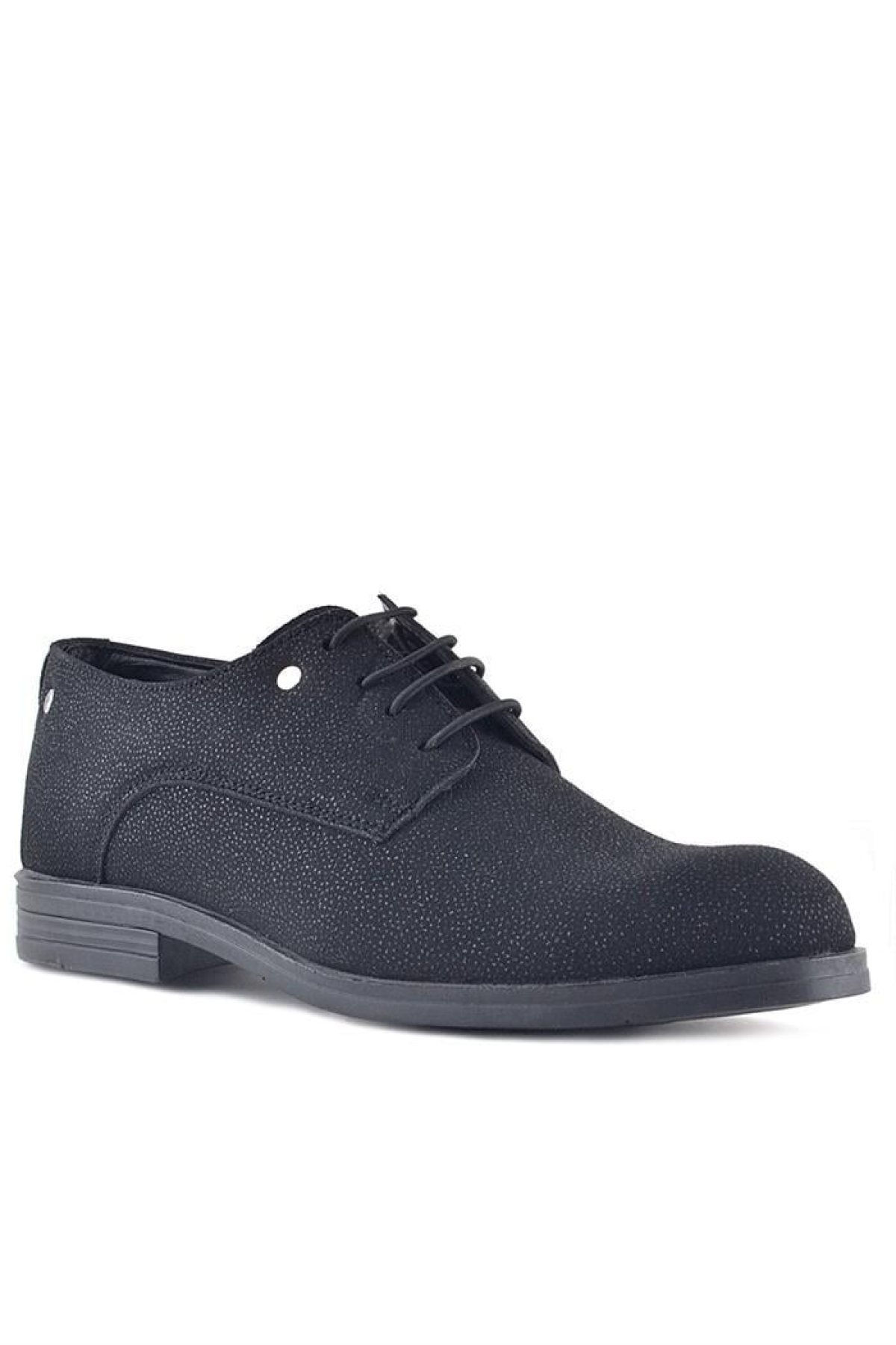 Siyah Simli Bağcıklı Metal Detaylı Klasik Çocuk Ayakkabı - Görsel 3