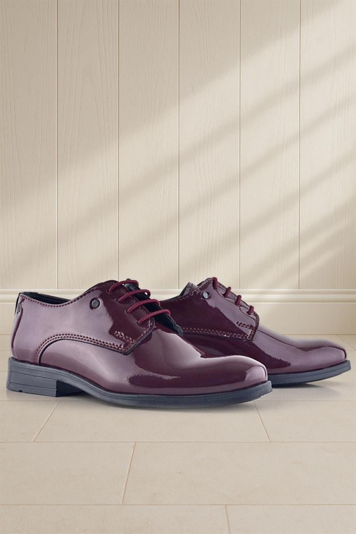 Bordo Rugan Bağcıklı Metal Detaylı Oxford Çocuk Klasik Ayakkabısı - Görsel 2