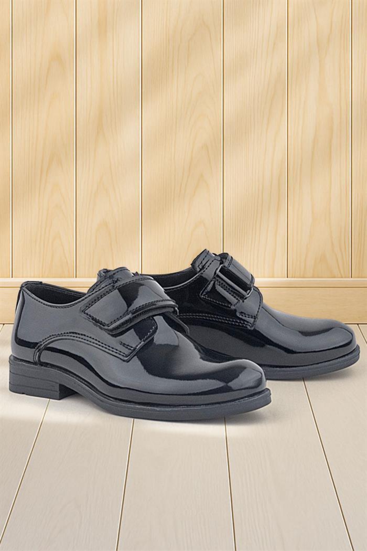 Siyah Rugan Cırt Cırtlı Oxford Çocuk Okul Ayakkabısı - Görsel 2