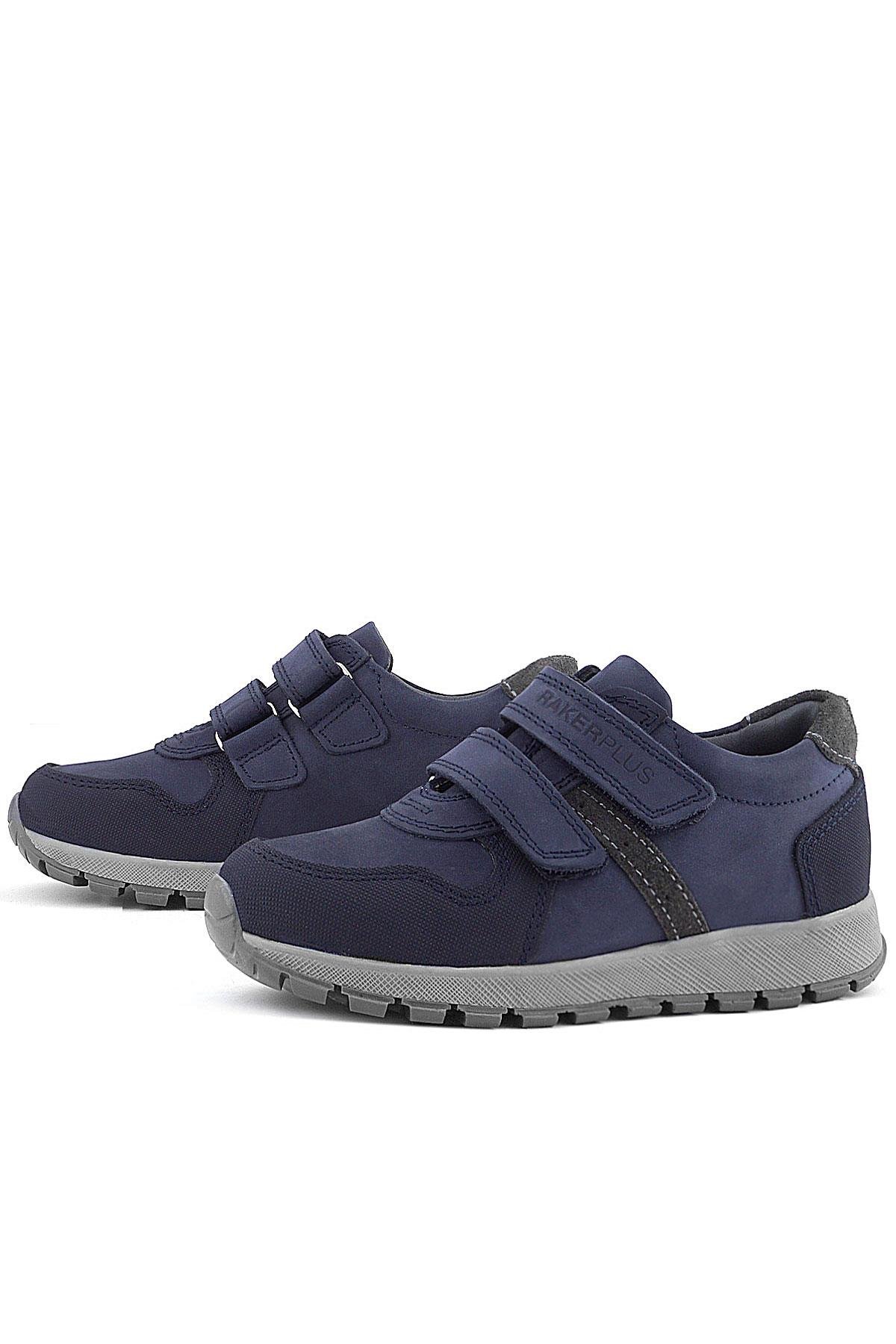 Hakiki Deri Lacivert Cırtlı Çocuk Spor Ayakkabı - Görsel 6