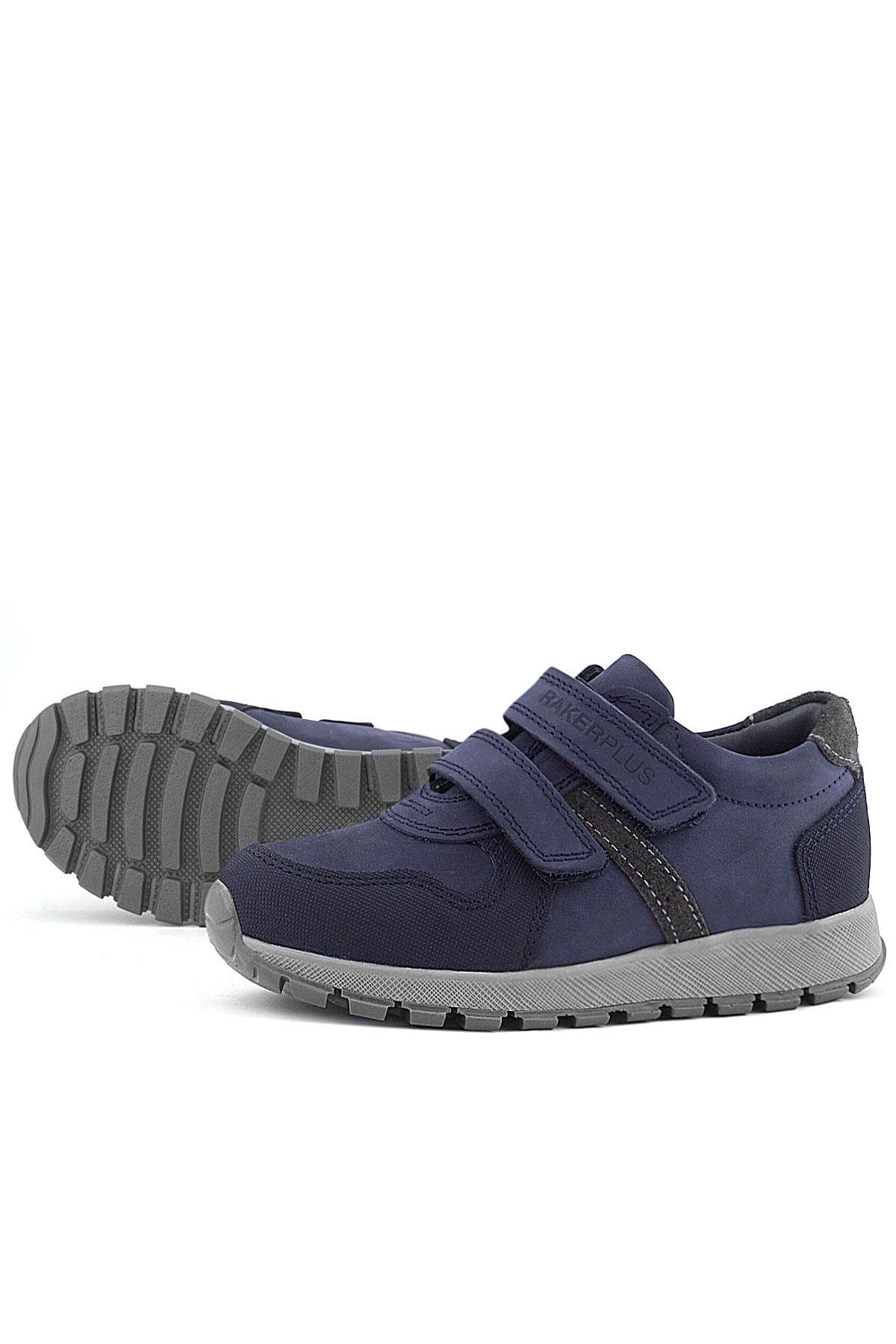 Hakiki Deri Lacivert Cırtlı Çocuk Spor Ayakkabı - Görsel 7
