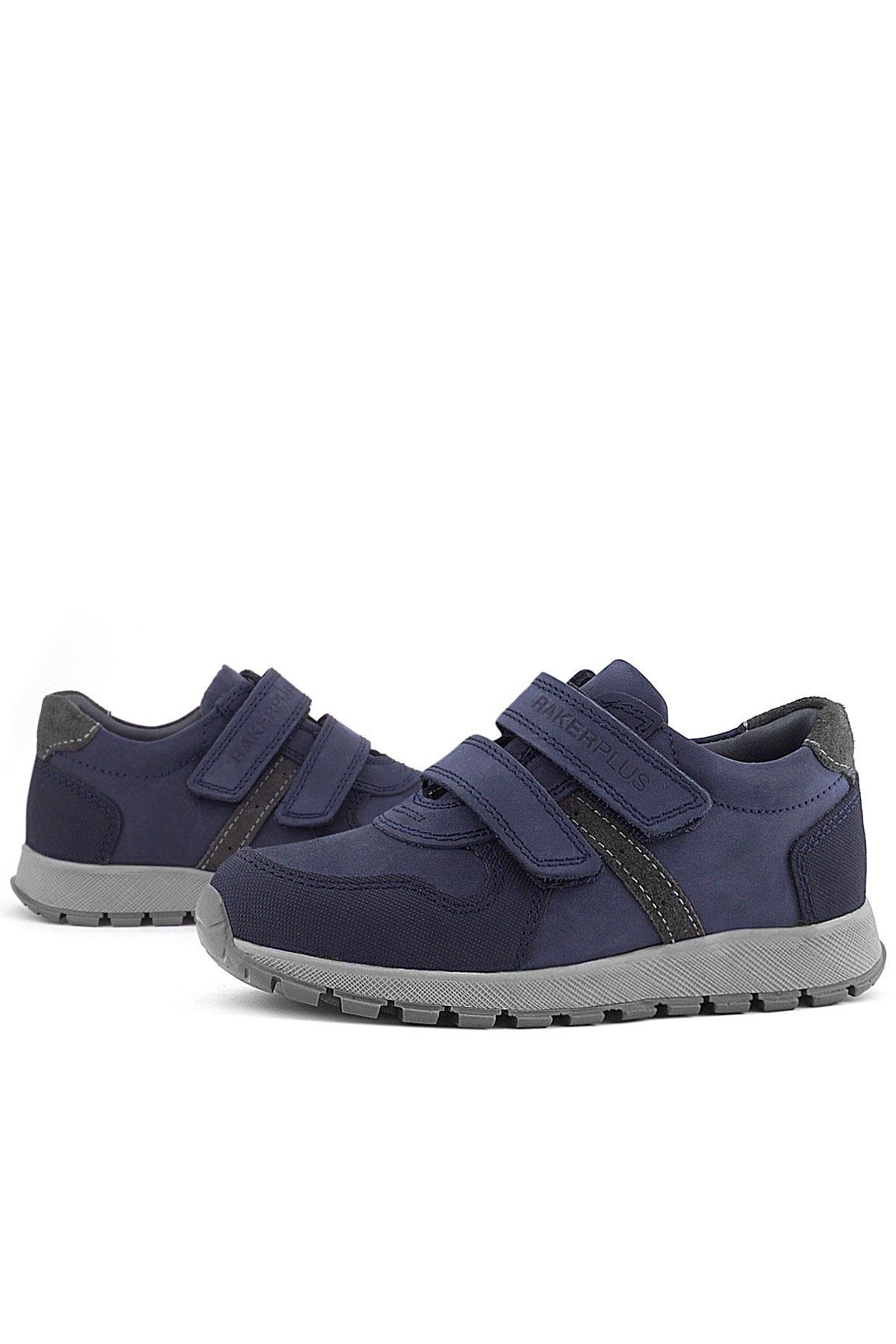 Hakiki Deri Lacivert Cırtlı Çocuk Spor Ayakkabı - Görsel 8