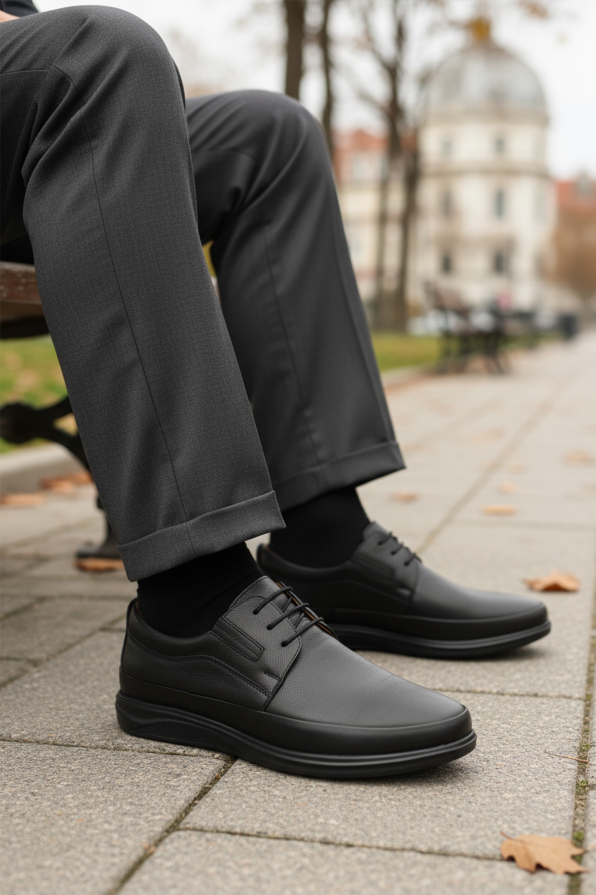 Aspor Siyah Hakiki Deri Bağcıklı Jel Taban Erkek Casual Ayakkabı - Görsel 4