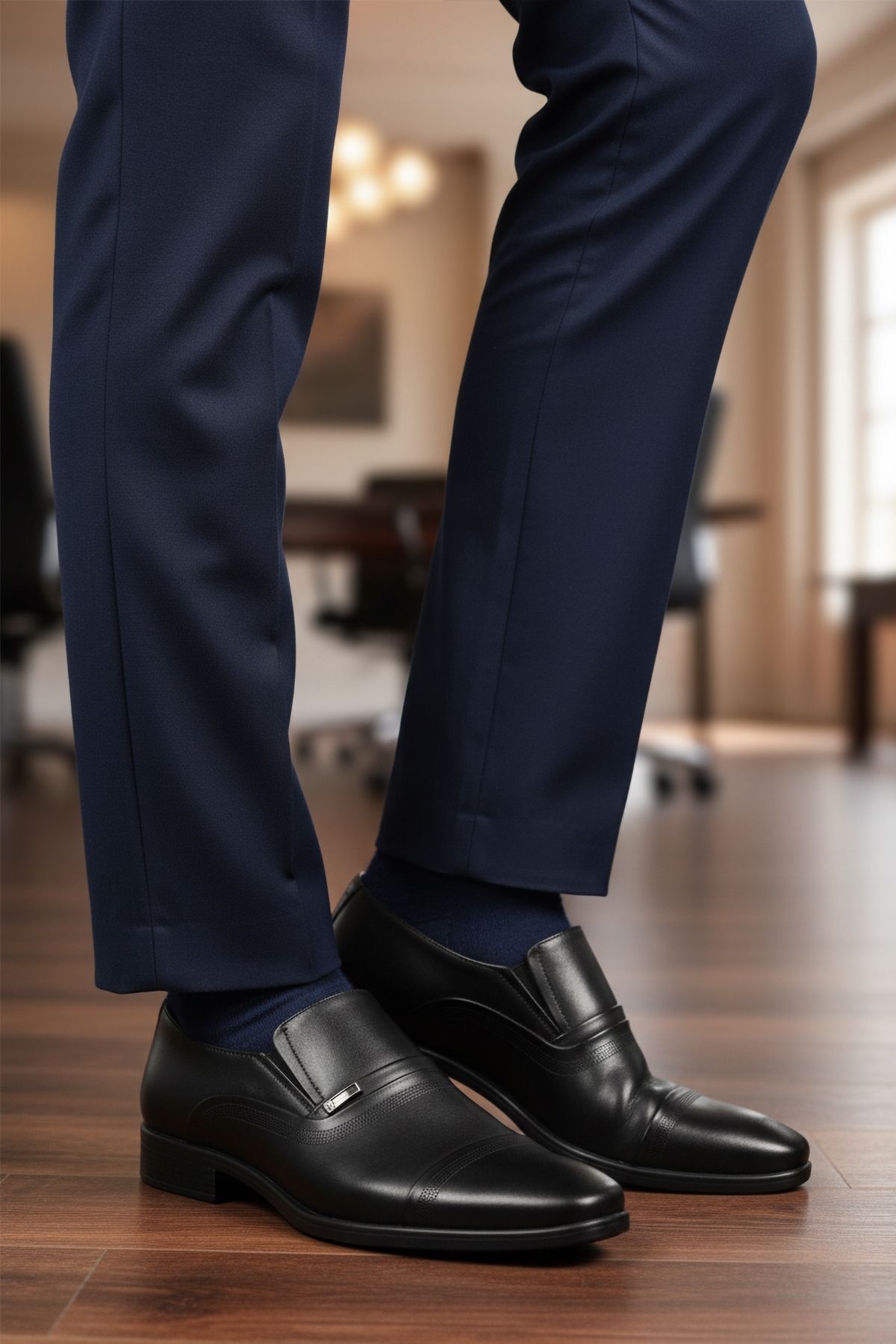 Aspor Siyah Hakiki Deri Bağcıksız Erkek Klasik Ayakkabı - Görsel 4