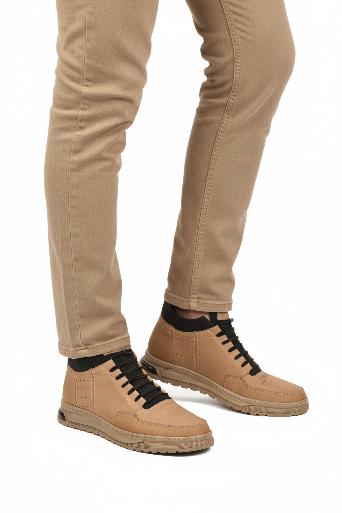 Aspor Kum Nubuk Hakiki Deri İçi Kürklü Erkek Düz Bot - Görsel 2