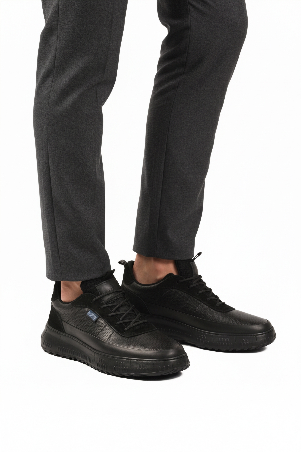 Siyah Hakiki Deri Bağcıklı Erkek Casual Ayakkabı - Görsel 2