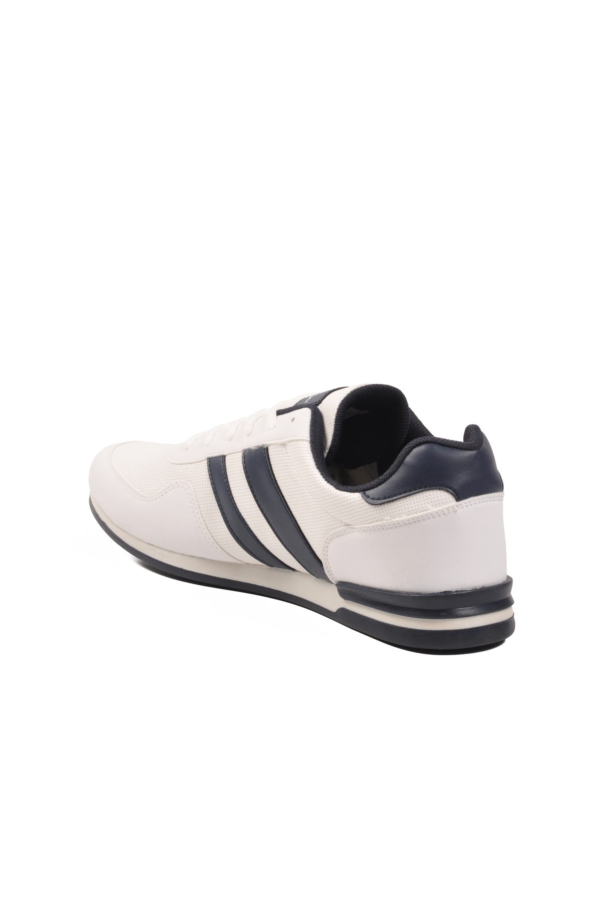 Beyaz Lacivert Büyük Numara Bağcıklı Erkek Spor Ayakkabı - Görsel 5