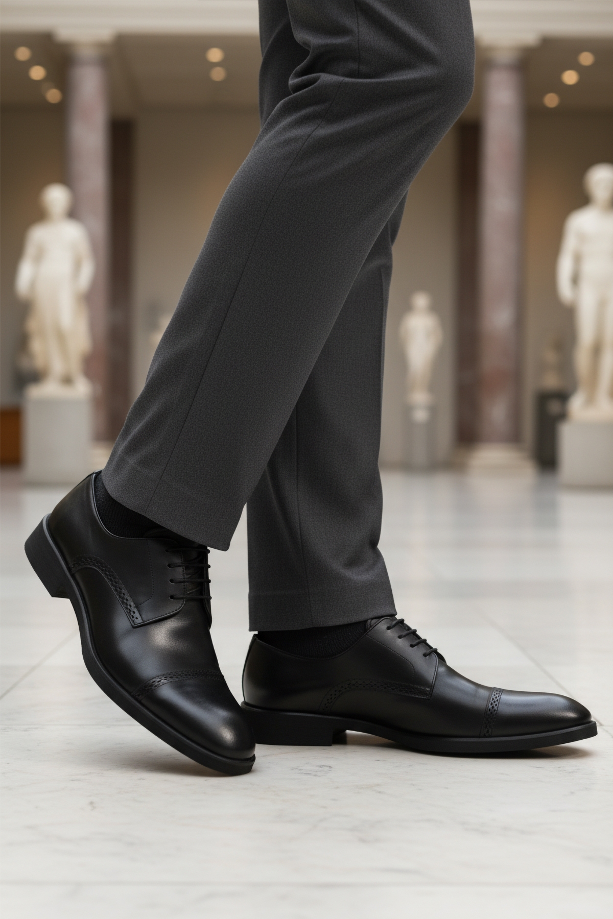Aspor Siyah Hakiki Deri Bağcıklı Erkek Klasik Ayakkabı - Görsel 4