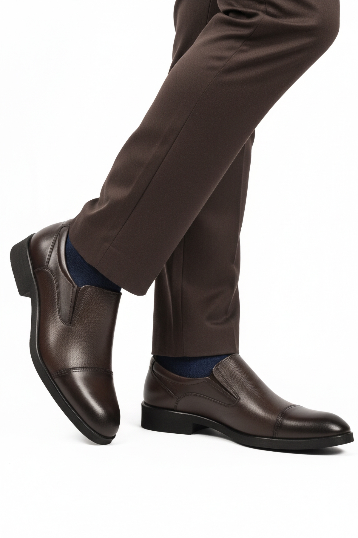 Aspor Kahve Hakiki Deri Bağcıksız Erkek Klasik Ayakkabı - Görsel 2