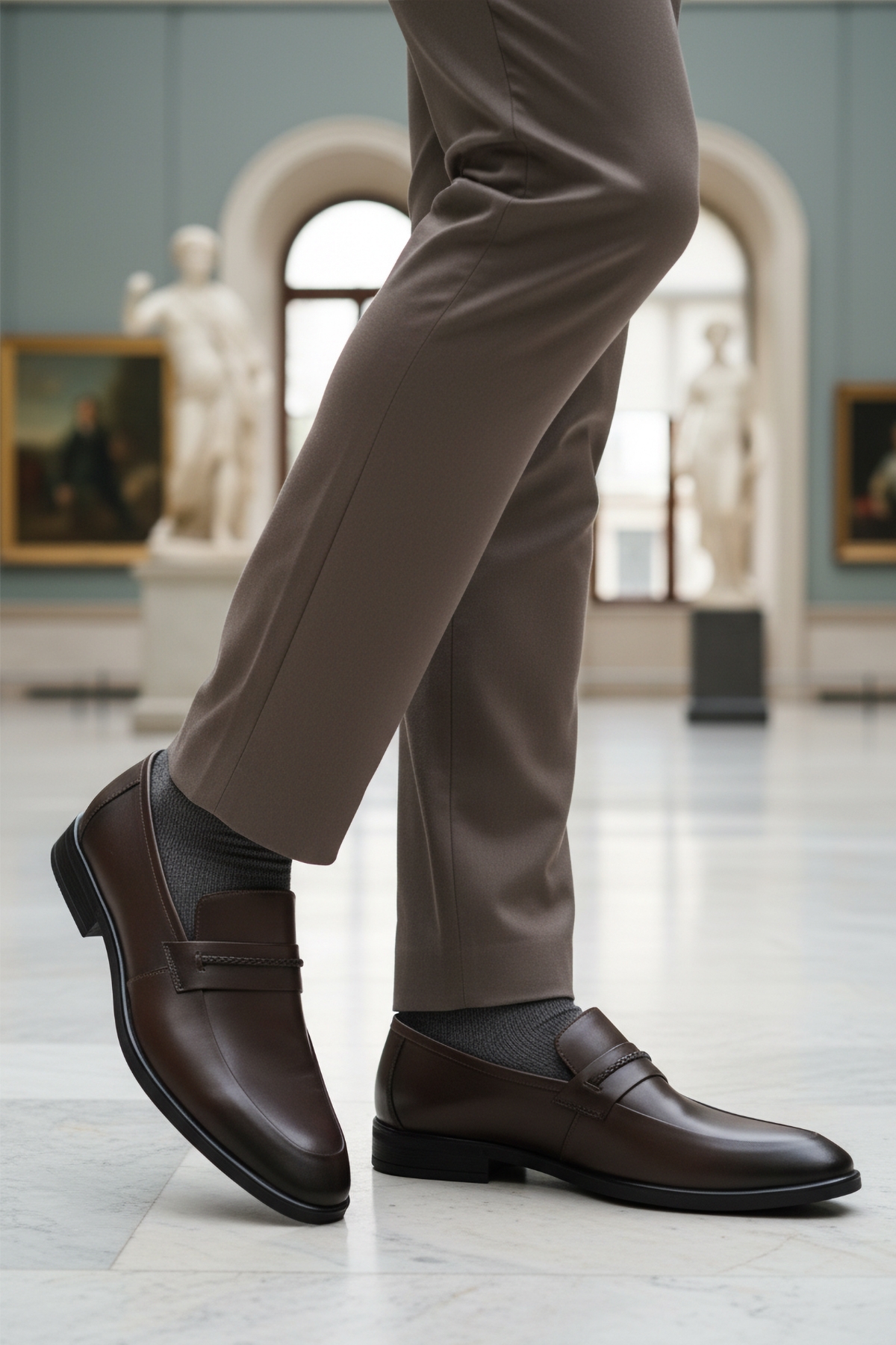 Aspor Kahve Hakiki Deri Bağcıksız Erkek Klasik Ayakkabı - Görsel 4