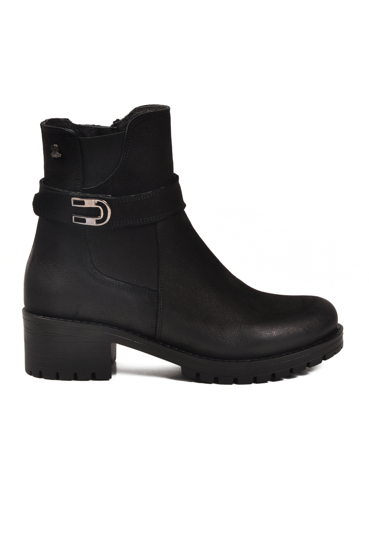 Siyah Nubuk Hakiki Deri Fermuarlı Kadın Topuklu Bot - Görsel 3