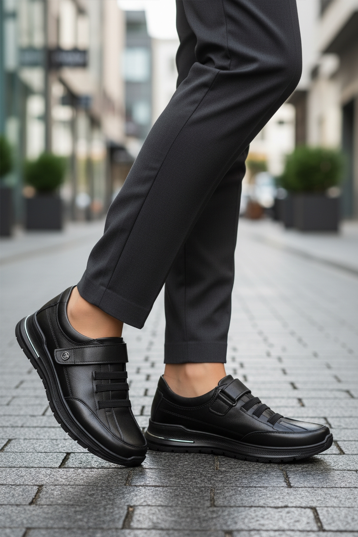 Aspor Siyah Cırtlı Hakiki Deri Kadın Casual Ayakkabı - Görsel 4