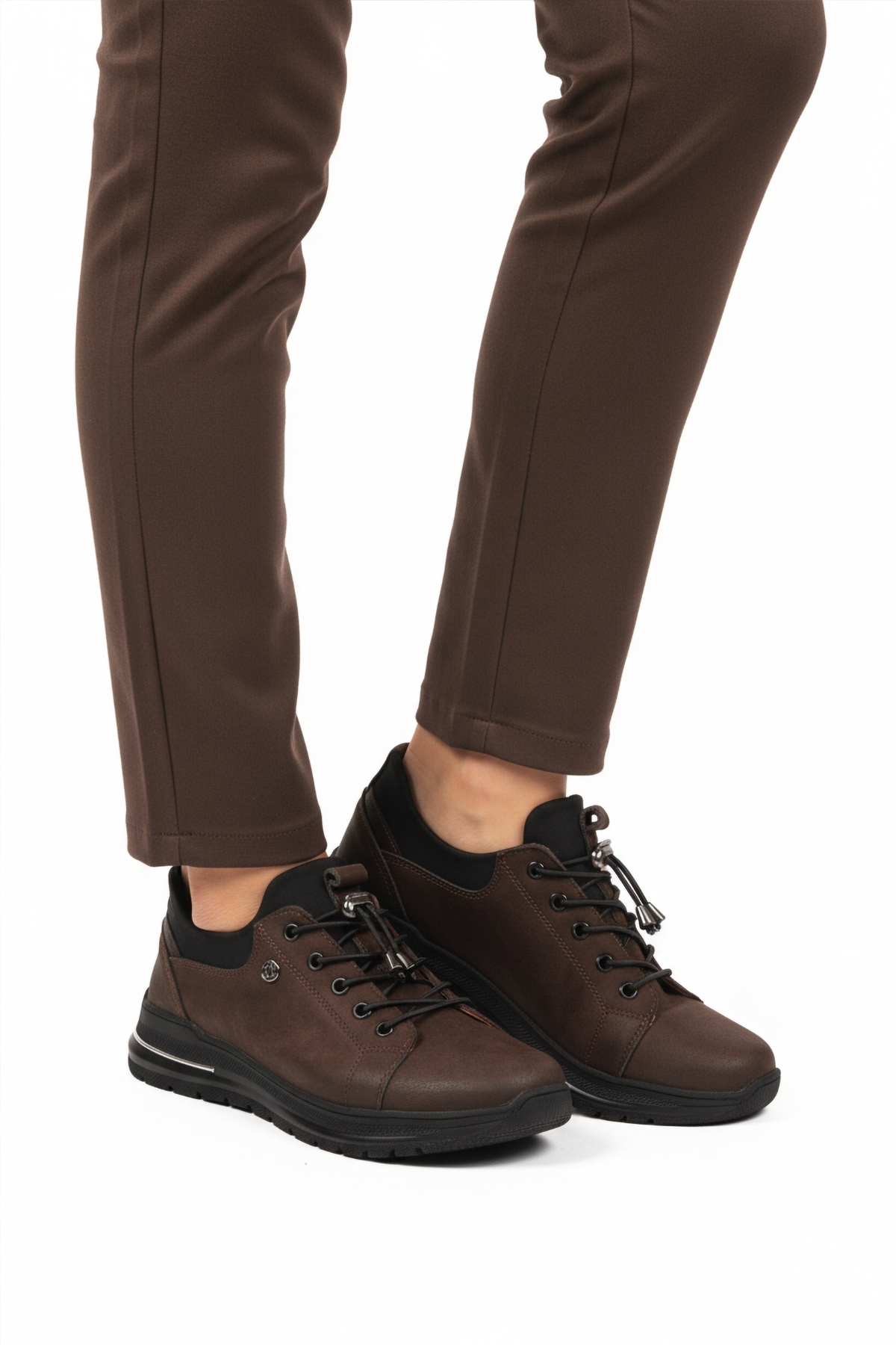 Aspor Kahve Nubuk Lastik Bağcıklı Kadın Casual Ayakkabı - Görsel 2