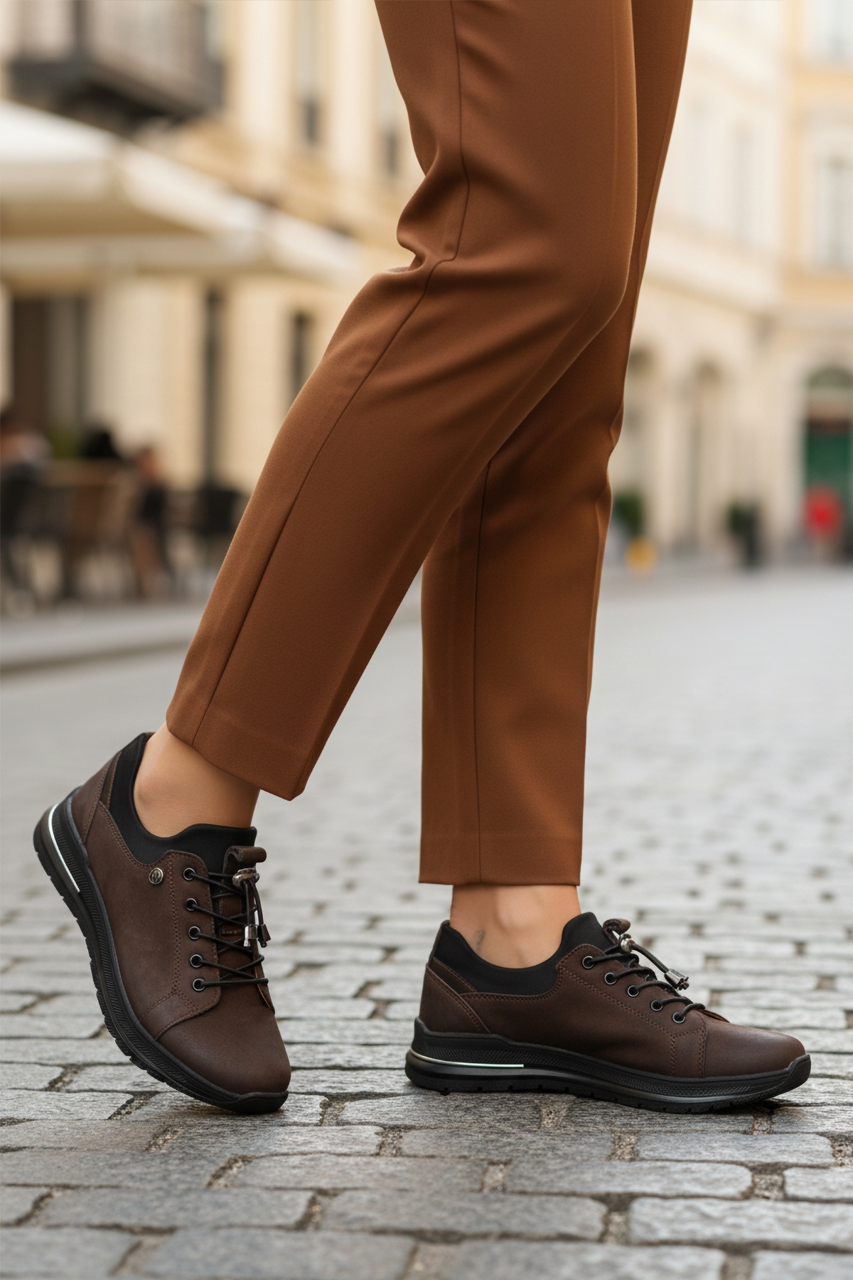 Aspor Kahve Nubuk Lastik Bağcıklı Kadın Casual Ayakkabı - Görsel 4