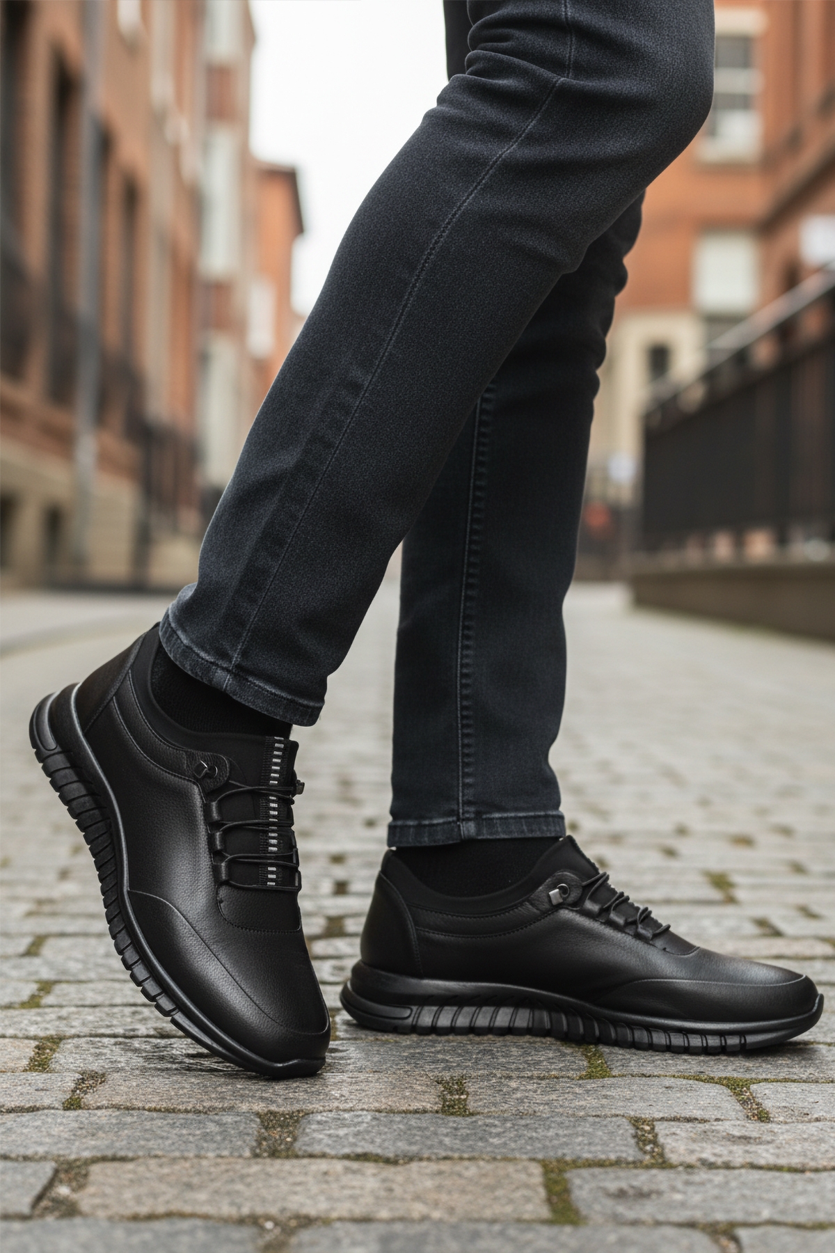 Aspor Siyah Bağcıklı Jel Taban Hakiki Deri Erkek Casual Ayakkabı - Görsel 4