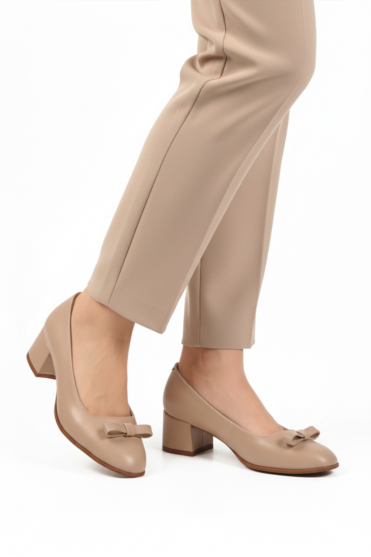 Aspor Bej Fiyonklu Kadın Topuklu Ayakkabı - Görsel 2