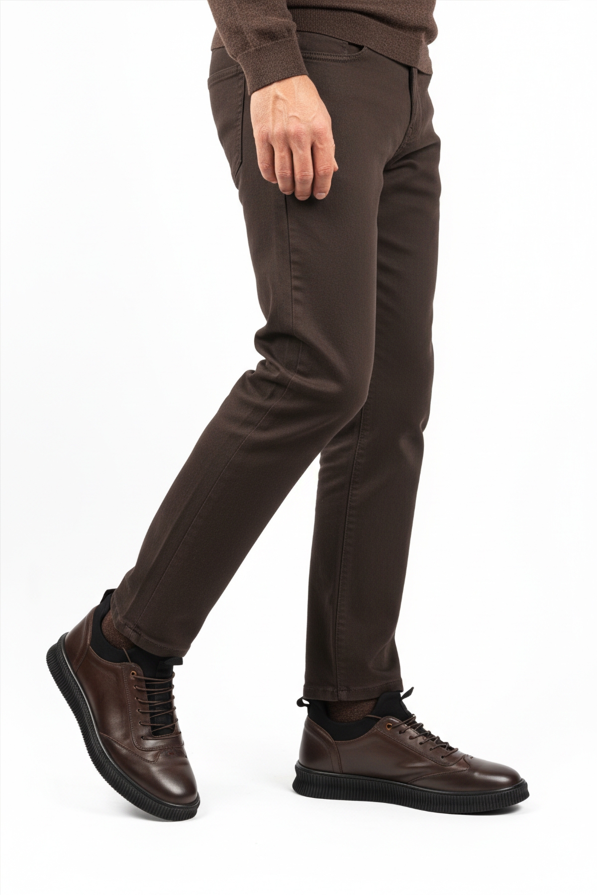 Aspor Kahve Hakiki Deri Büyük Numara Erkek Casual Ayakkabı - Görsel 2