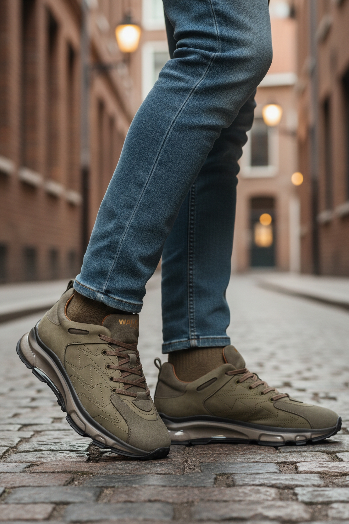 Haki Bağcıklı Hakiki Deri Erkek Spor Ayakkabı - Görsel 4