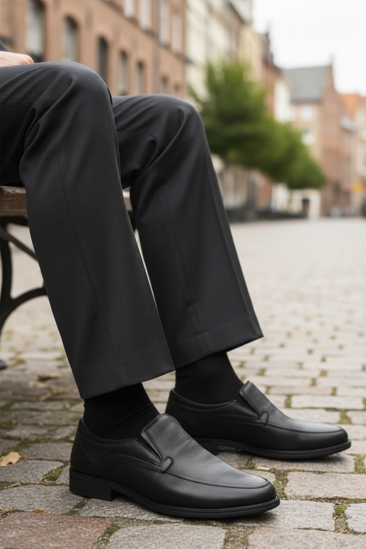 Aspor Siyah Bağcıksız Deri Erkek Casual Ayakkabı - Görsel 4